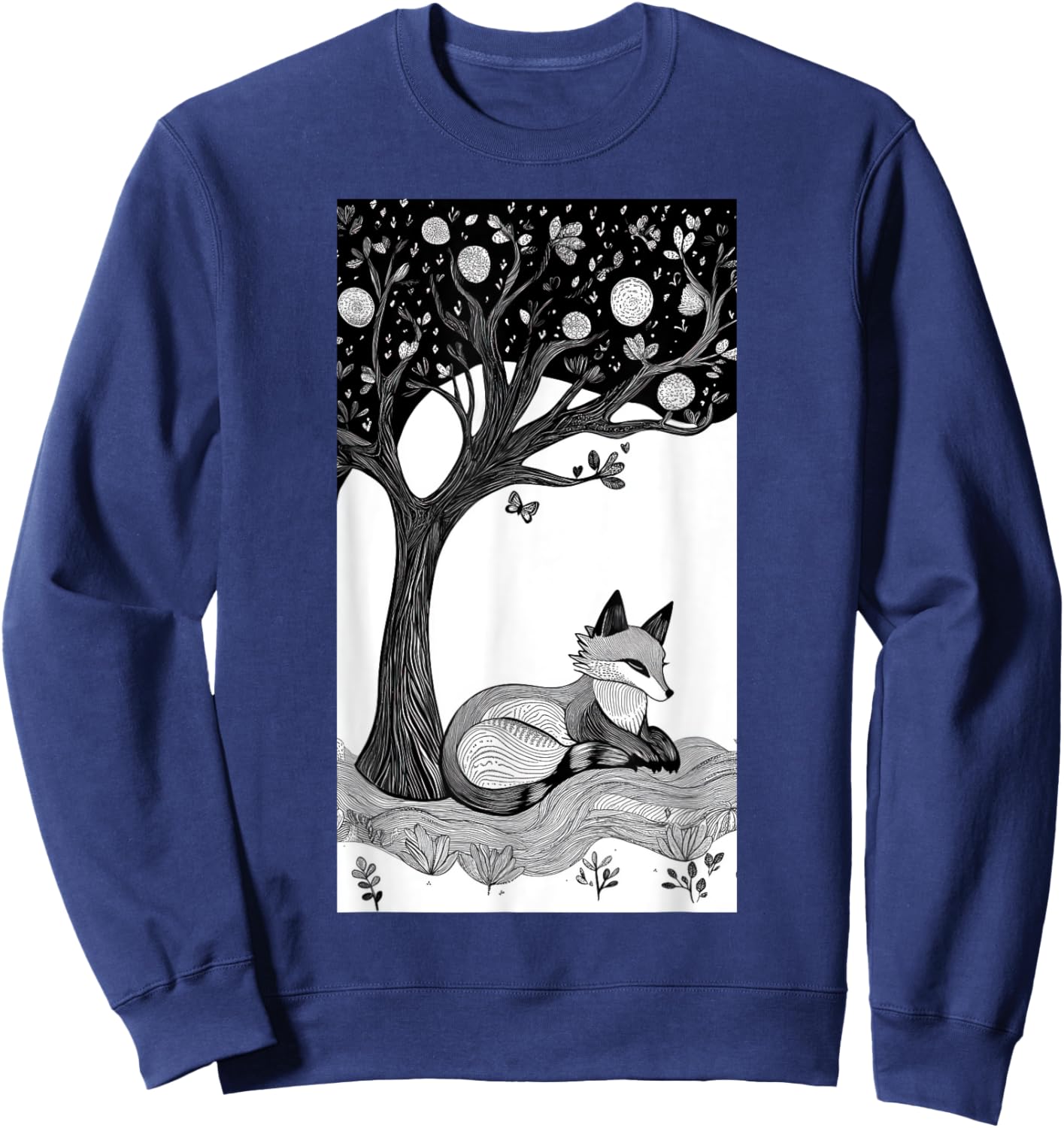 Fox Trees Nature Tree art Animal lover Art Sweatshirt - Sweatshirt | Navy