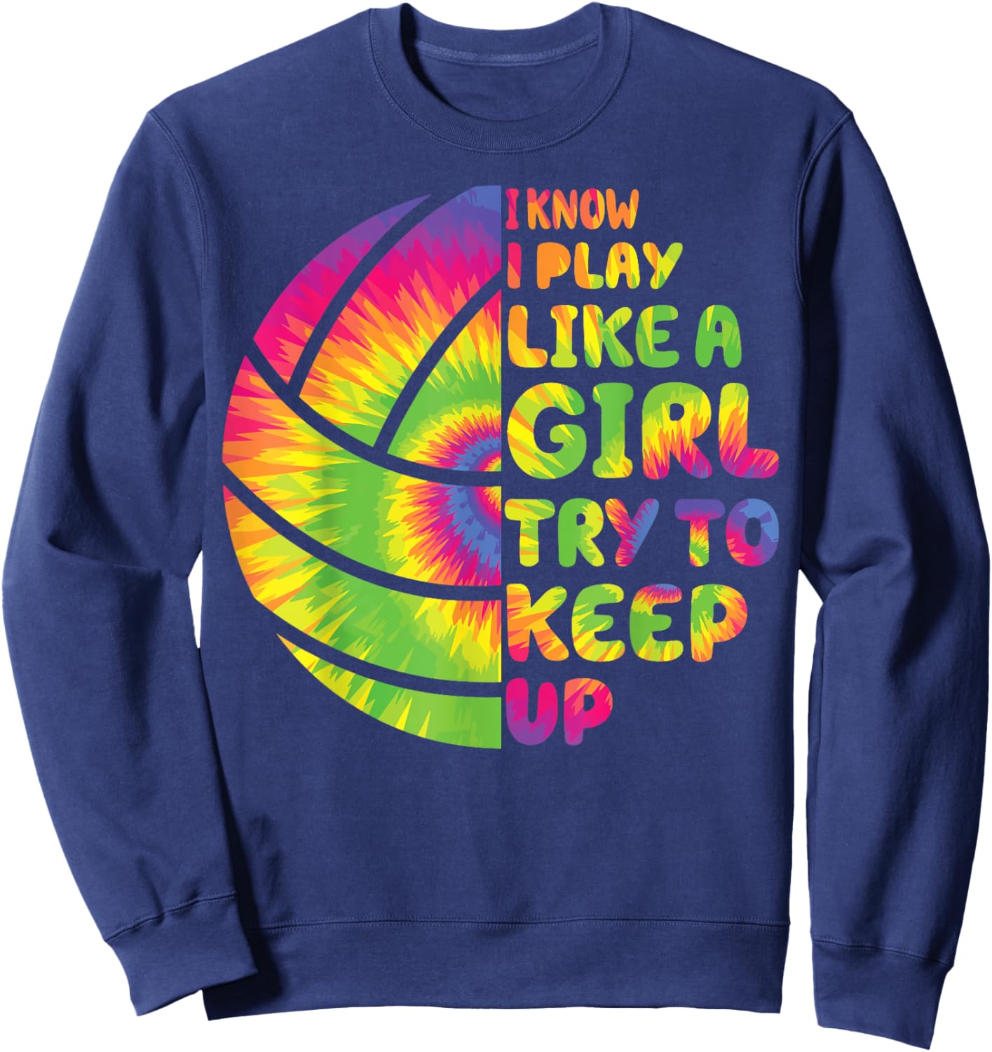 Teen Girls Volleyball t Shirt Funny Kids Player Tie Dye Sweatshirt - Sweatshirt | Navy