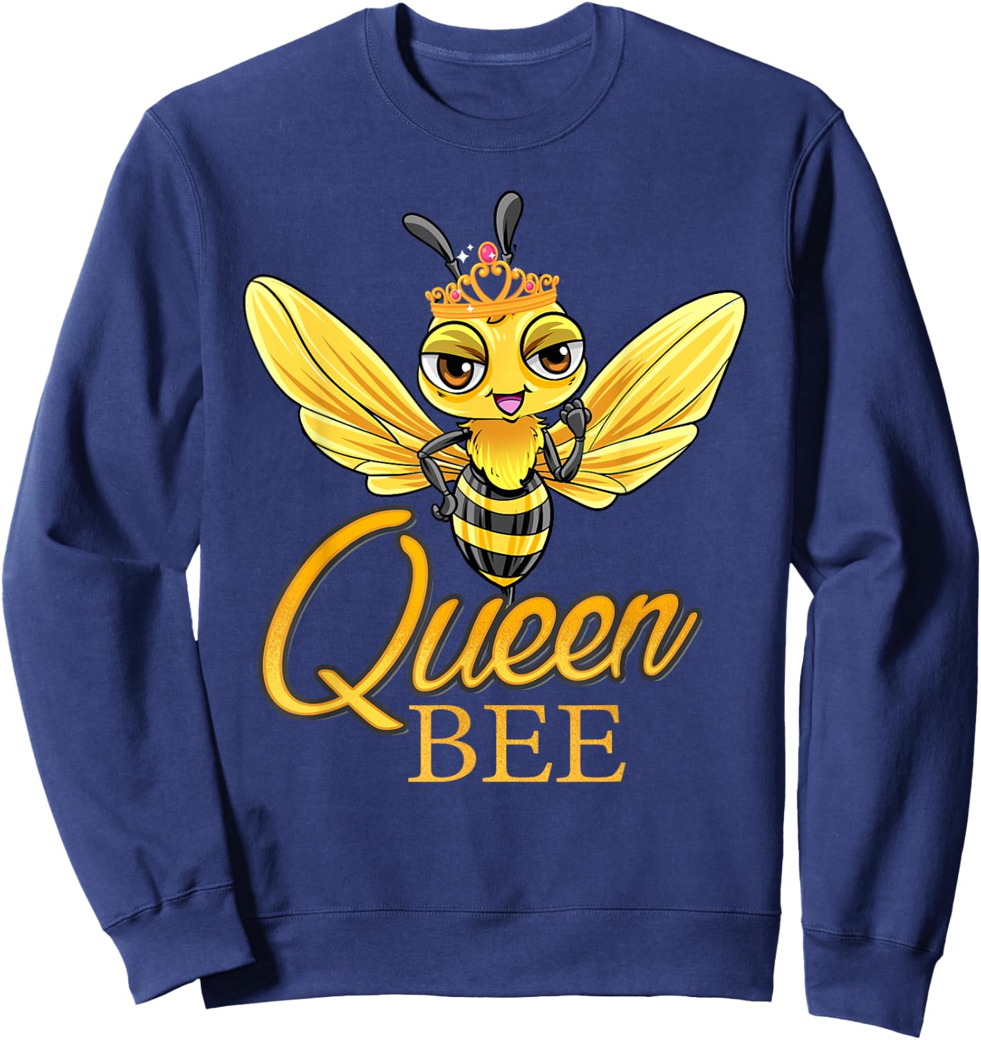Queen Bee Crown Women Girls Mom Wife Daughter Honeybee Sweatshirt - Sweatshirt | Navy