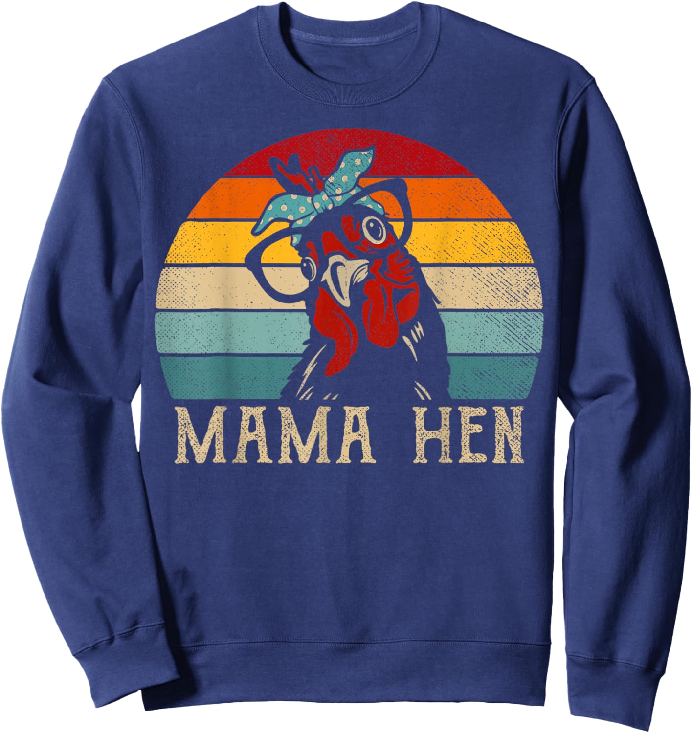Funny Mama Hen Vintage Retro Chicken Mom Mother Sweatshirt - Sweatshirt | Navy