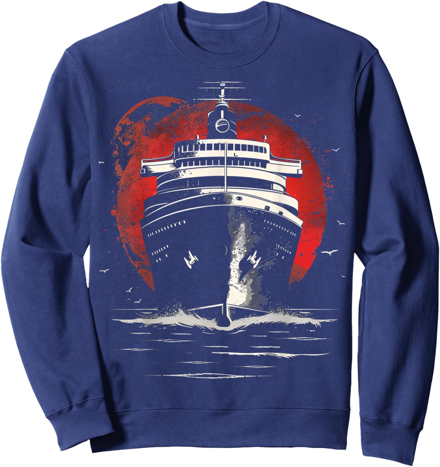 Nautical Red and Black Abstract Oceanliner Sweatshirt - Sweatshirt | Navy