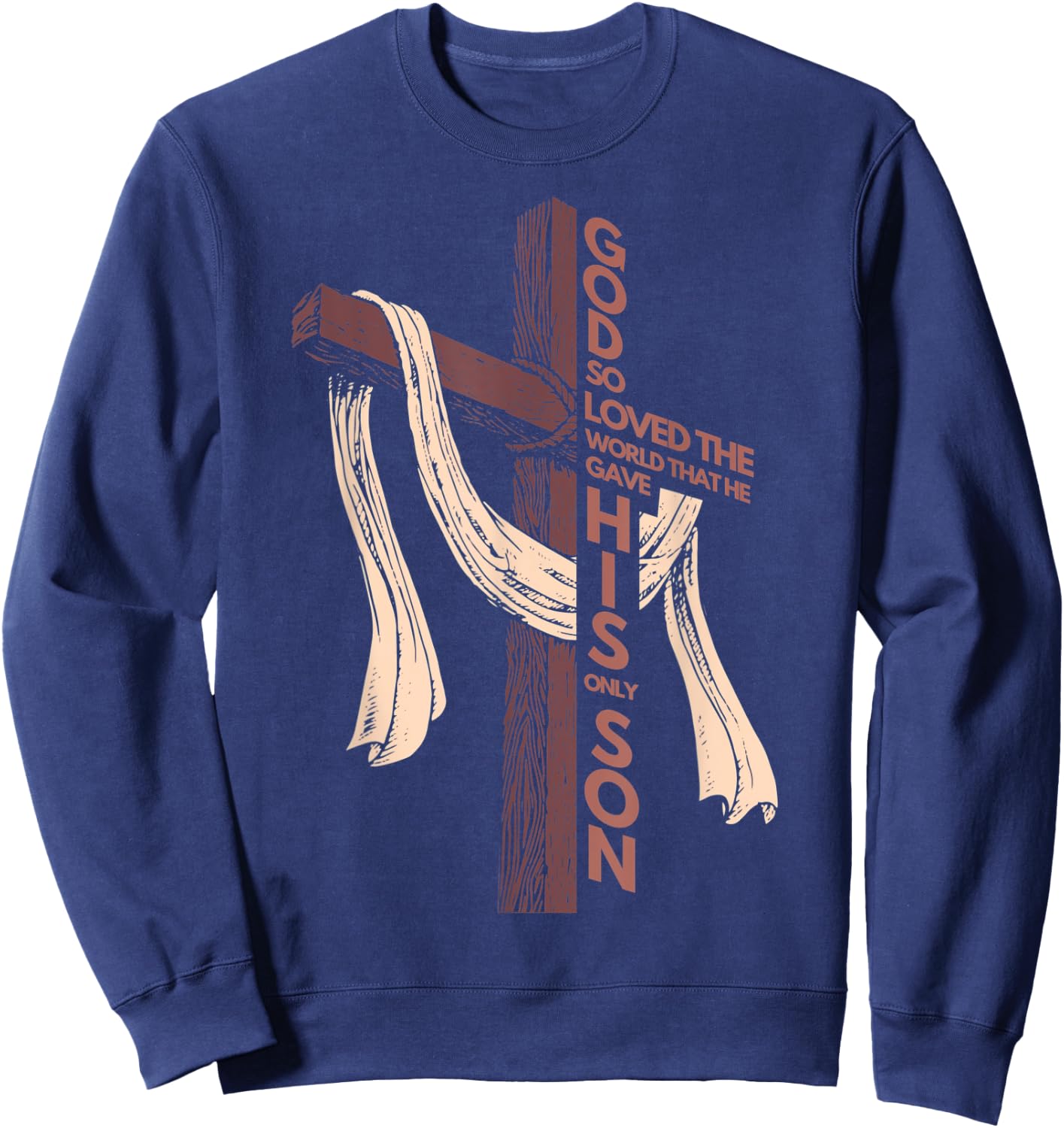 John 3:16 Christian Cross Bible Sweatshirt - Sweatshirt | Navy