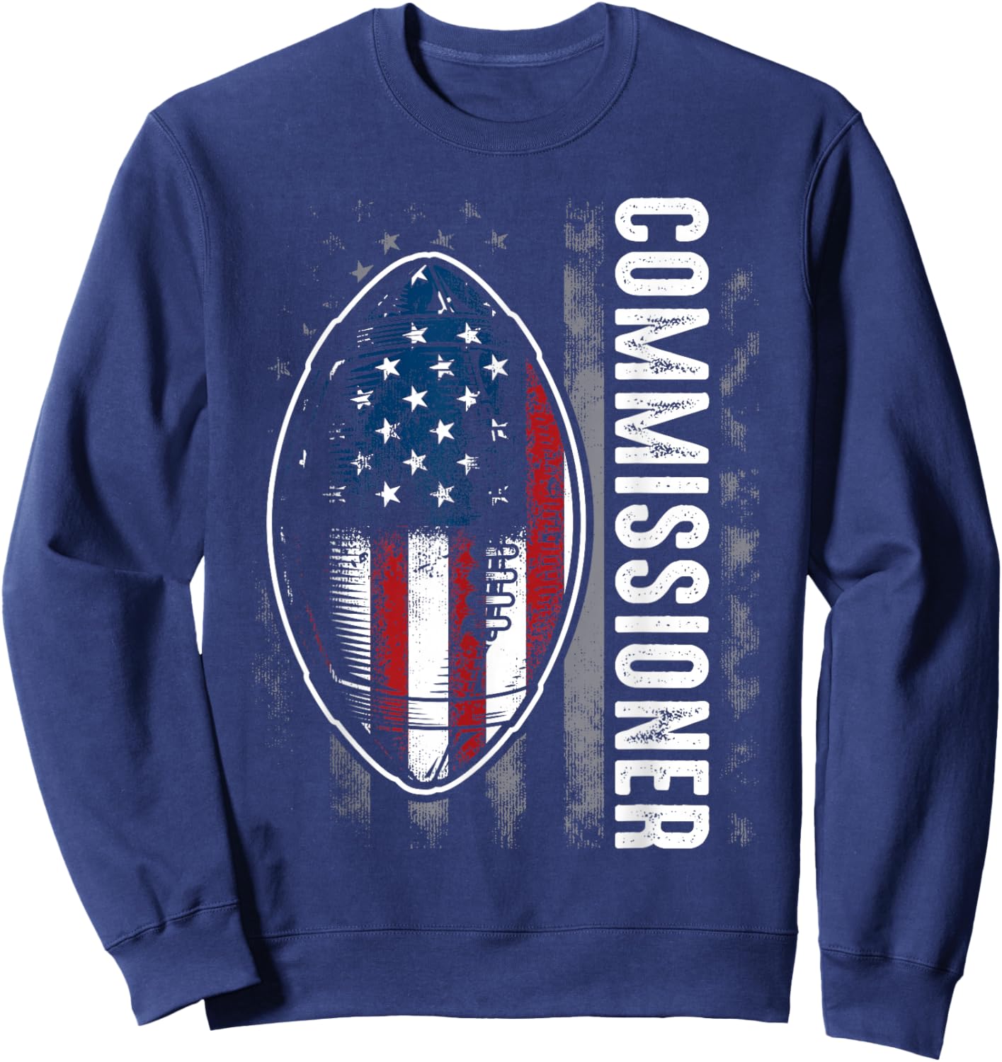 Commissioner Fantasy Football - American Commish Flag Sweatshirt - Sweatshirt | Navy