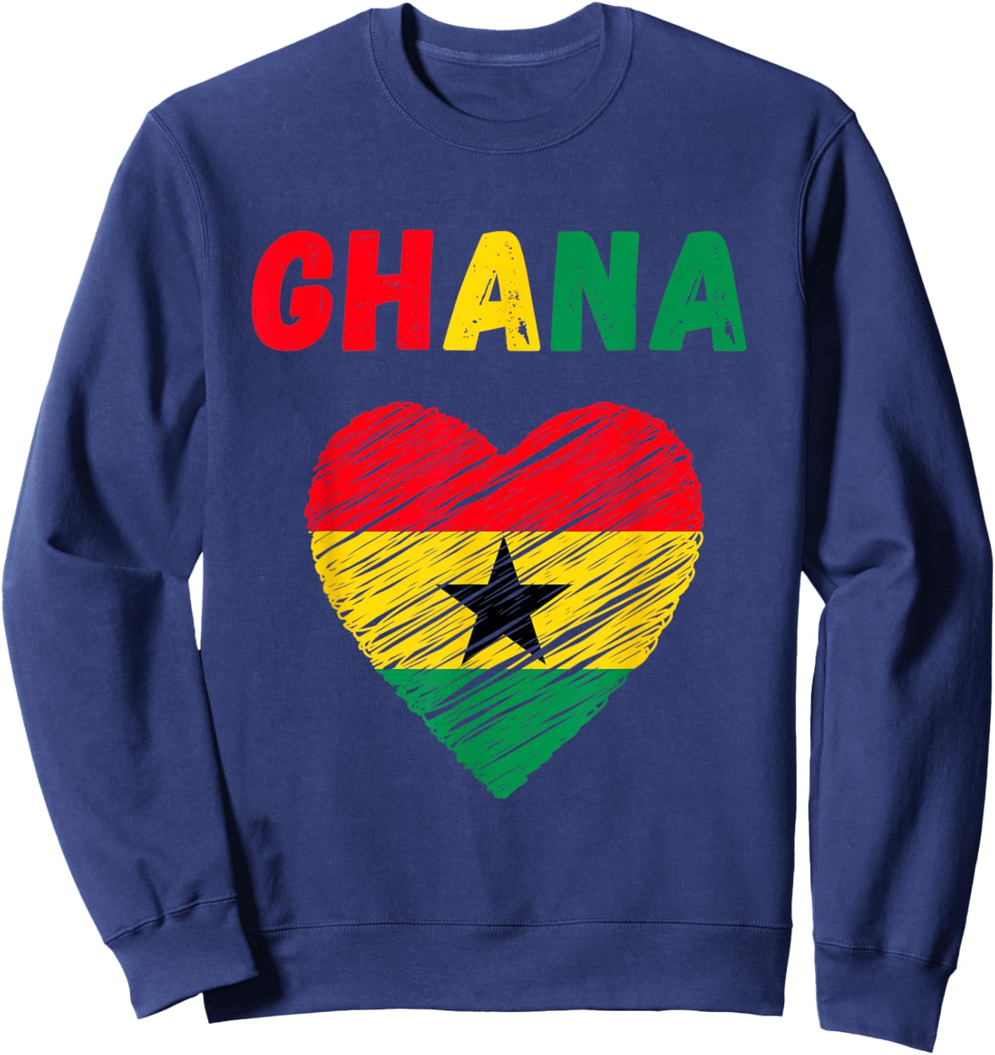 Ghana Flag Holiday Ghana Heart Ghanaian Flag Sweatshirt - Sweatshirt | Navy