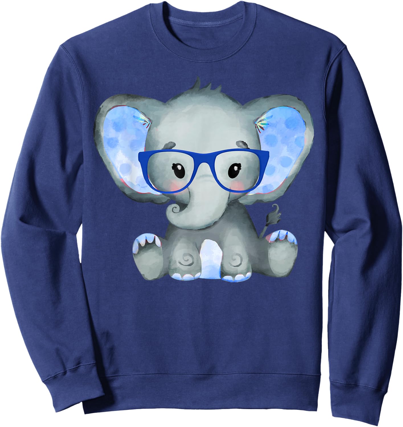 Cute Boy Baby Elephant Wearing Blue Glasses Gift Kids Sweatshirt - Sweatshirt | Navy