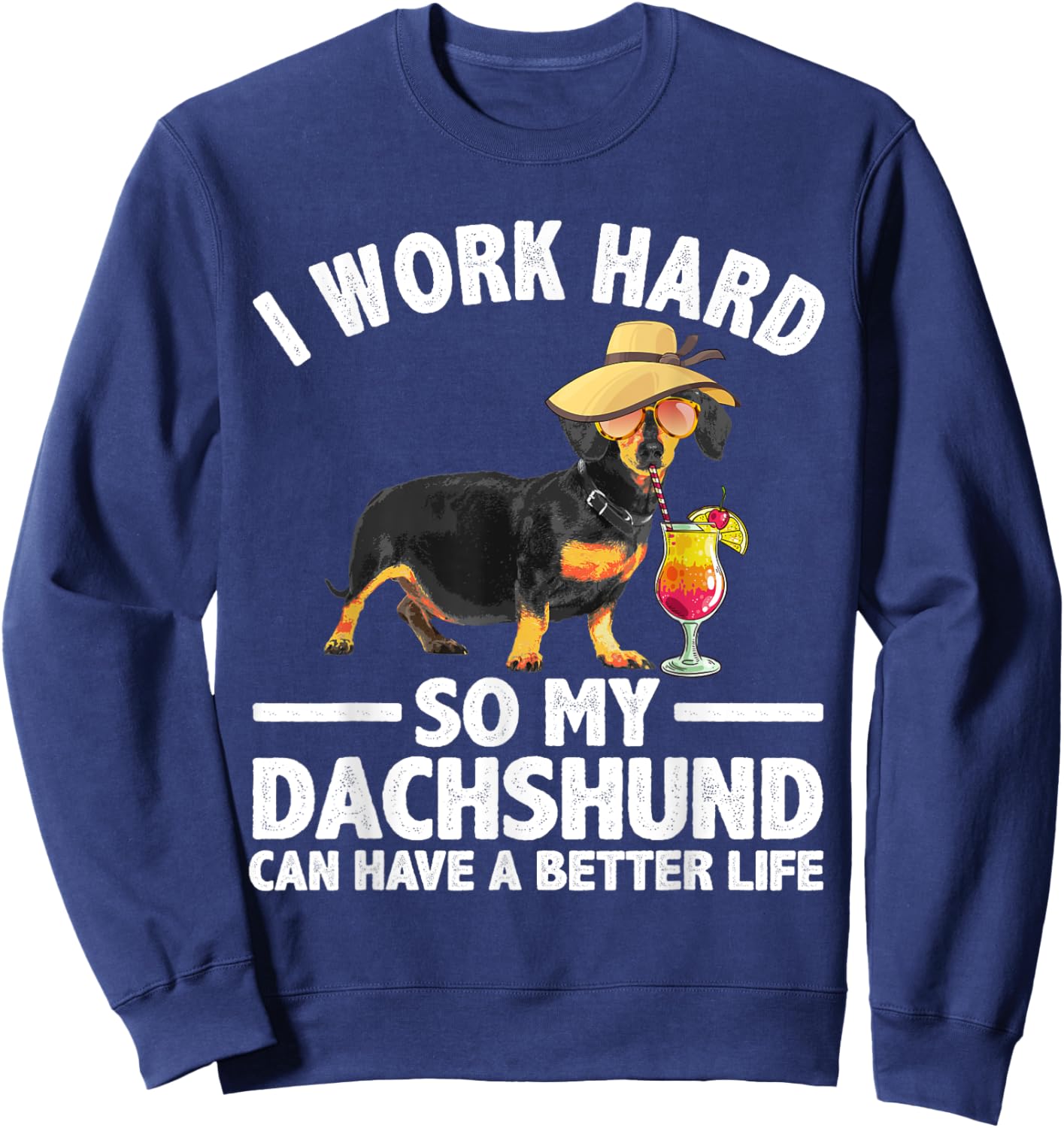 Cool Dachshund Art Women Wiener Dog Dachshund Lovers Sweatshirt - Sweatshirt | Navy