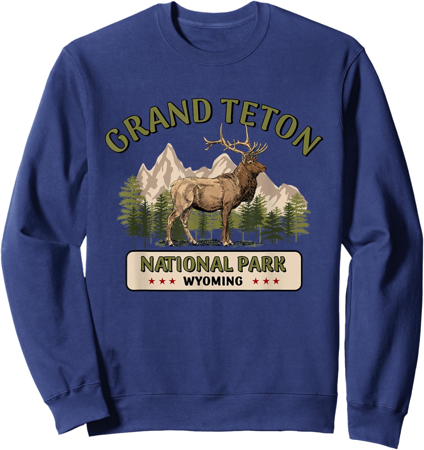 Grand Teton National Park Elk Design Sweatshirt - Sweatshirt | Navy