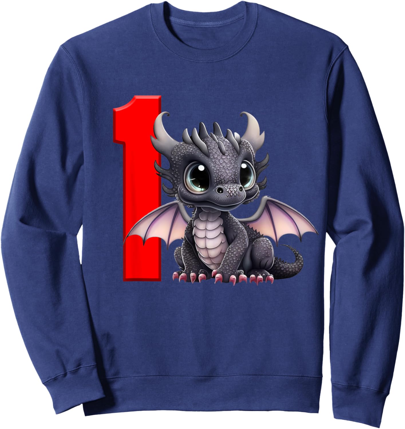 1st Birthday Shirt Dragon Party Birthday Boy Baby First One Sweatshirt - Sweatshirt | Navy