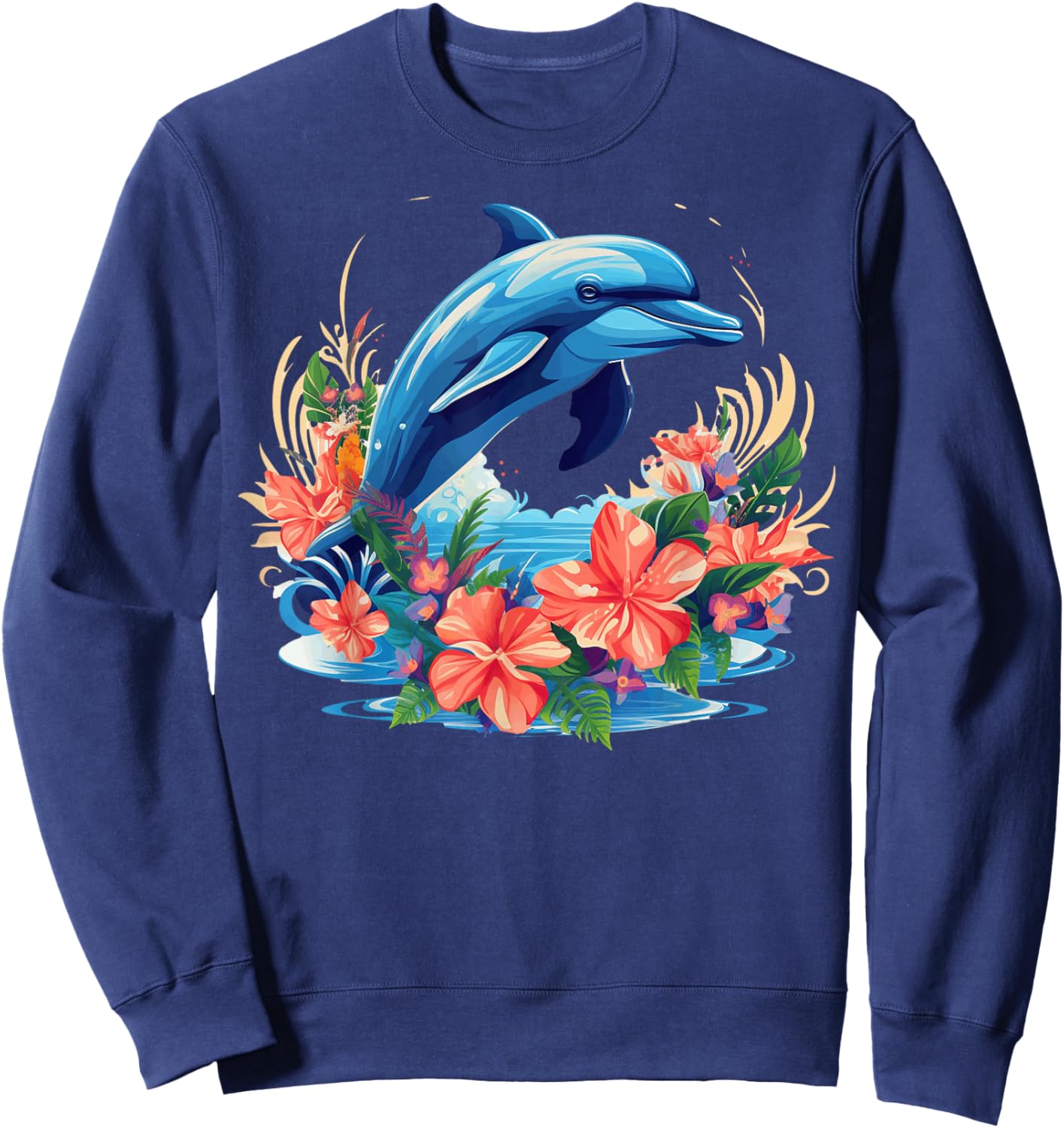 Dolphin Hawaiian Sweatshirt - Sweatshirt | Navy