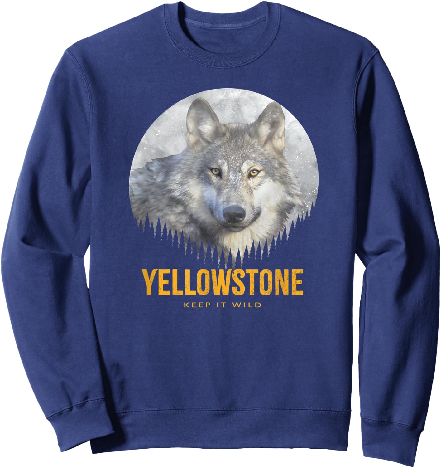 Yellowstone Wild Gray Wolf American Wolf Sweatshirt - Sweatshirt | Navy