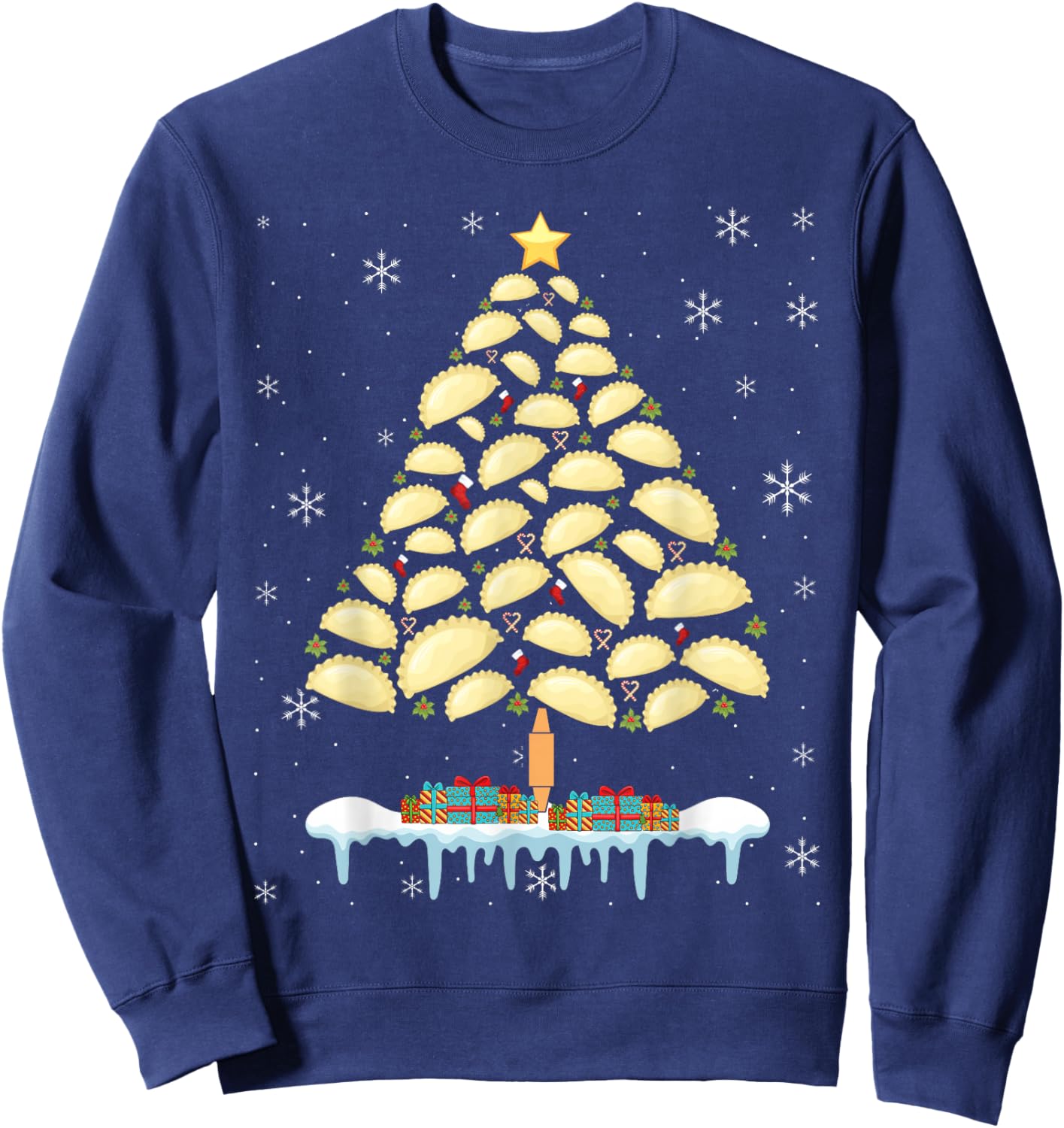 Pierogi Tree Polish Christmas Food Funny Men Women Kids Sweatshirt - Sweatshirt | Navy