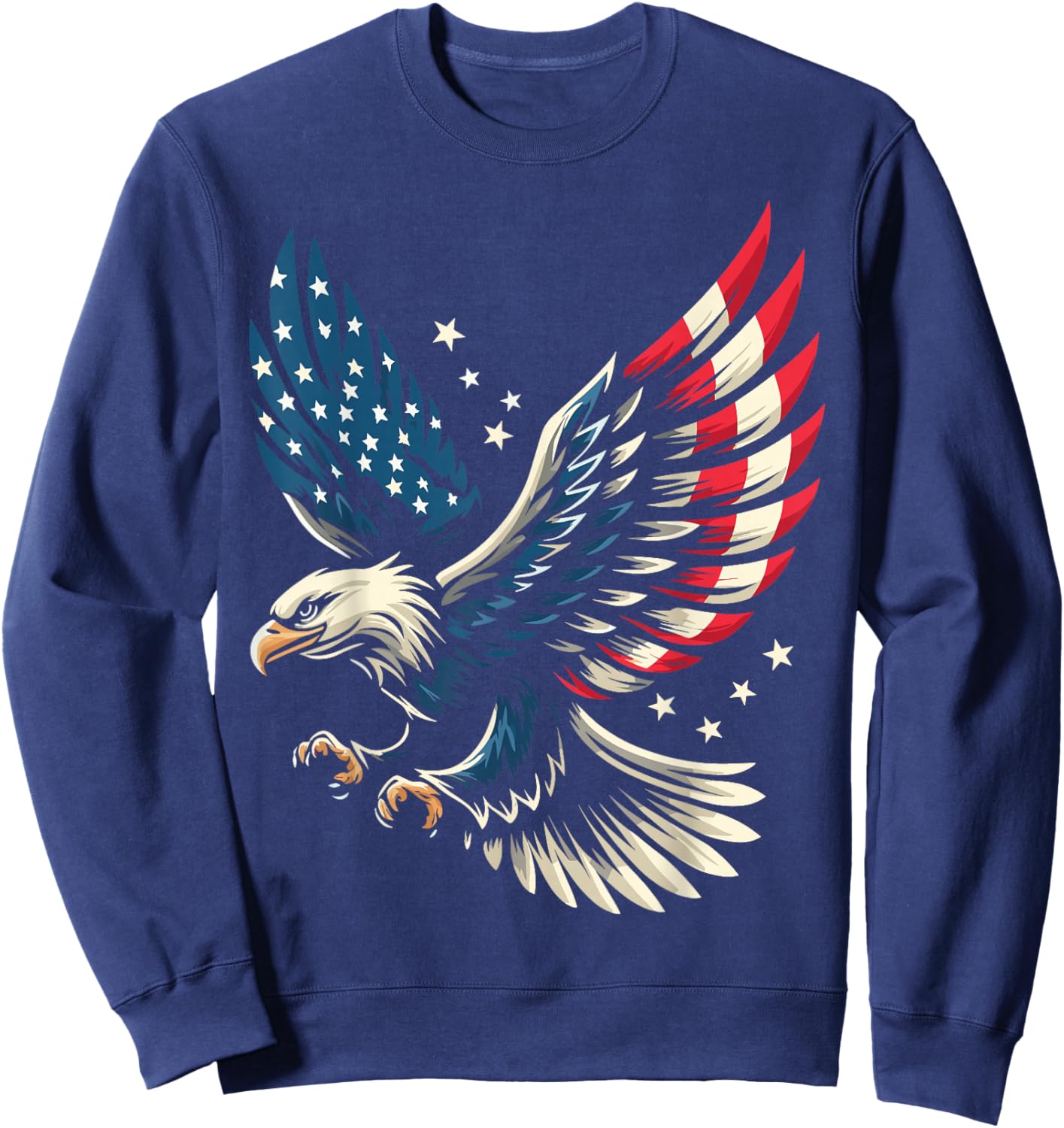 Bald Eagle Patriotic American Flag 4th of July Sweatshirt - Sweatshirt | Navy
