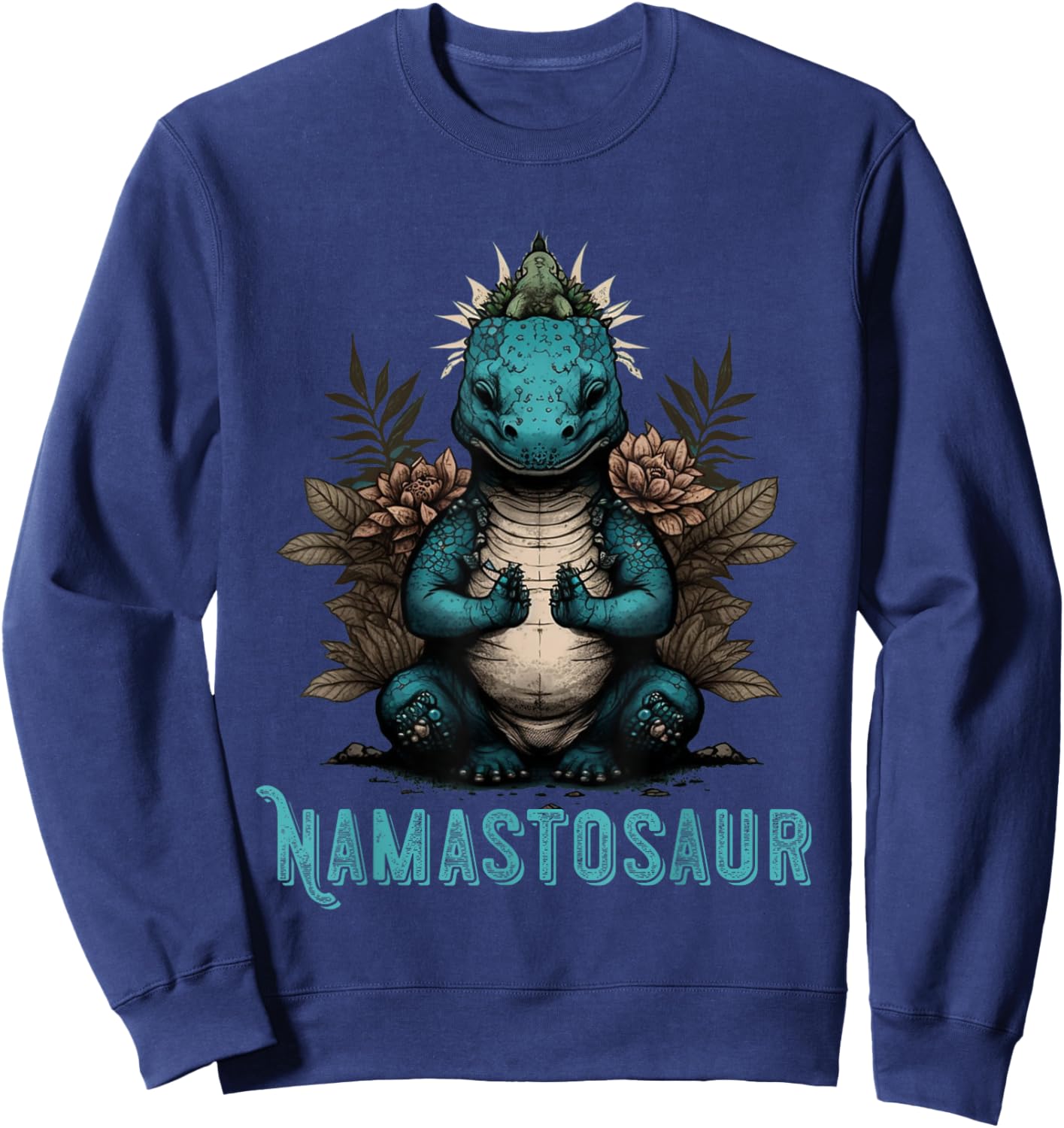 Meditation Dino T-Rex Buddhism Namaste Guatama Buddha Sweatshirt - Sweatshirt | Navy