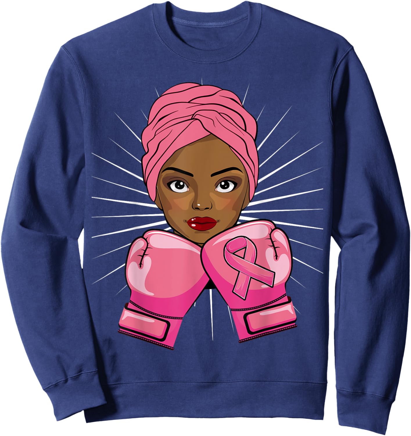 Black African American Woman Fight Breast Cancer Sweatshirt - Sweatshirt | Navy