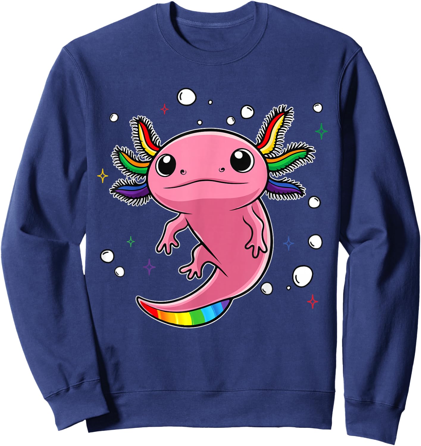 Cute Ally Axolotl Be Kind Gay Rainbow LGBTQ Flag Gay Pride Sweatshirt - Sweatshirt | Navy