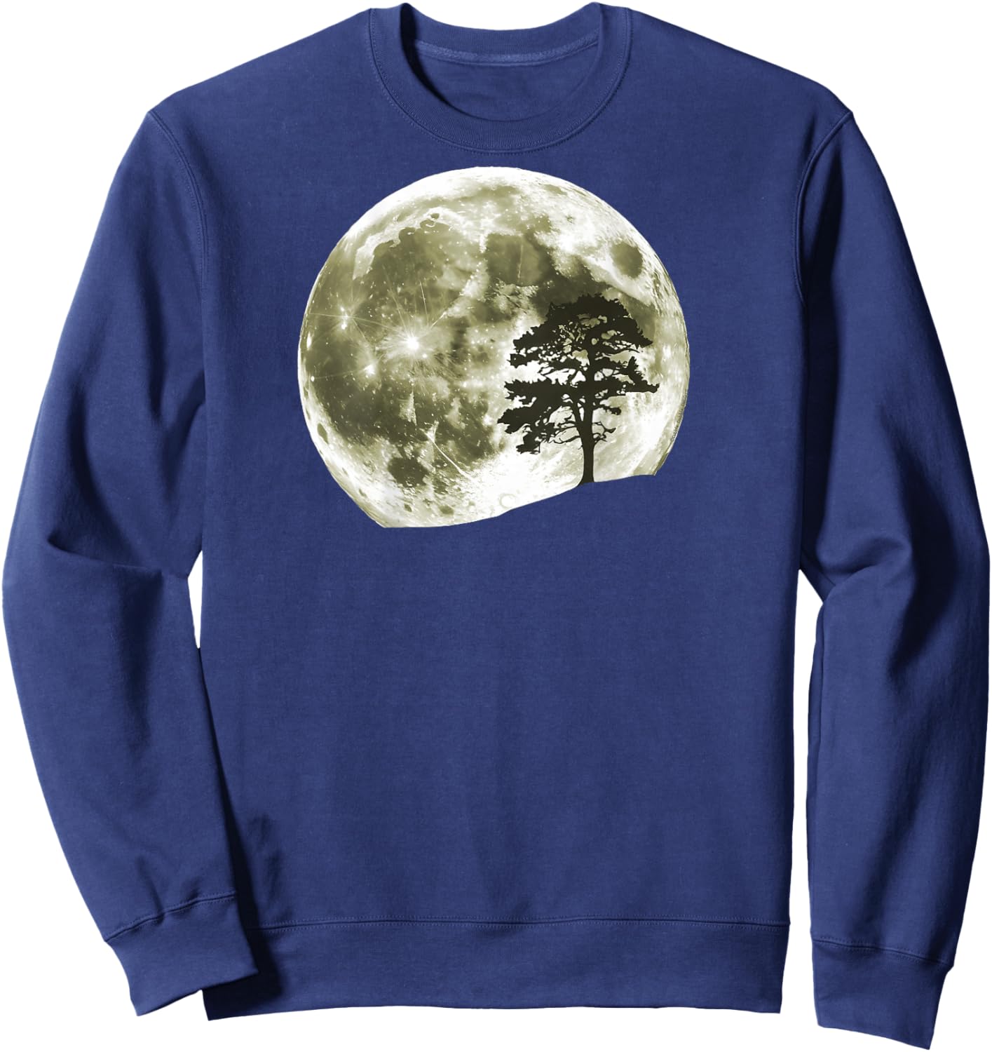 On Back Trees Nature Mountains Full Moon Adventure Wildlife Sweatshirt - Sweatshirt | Navy