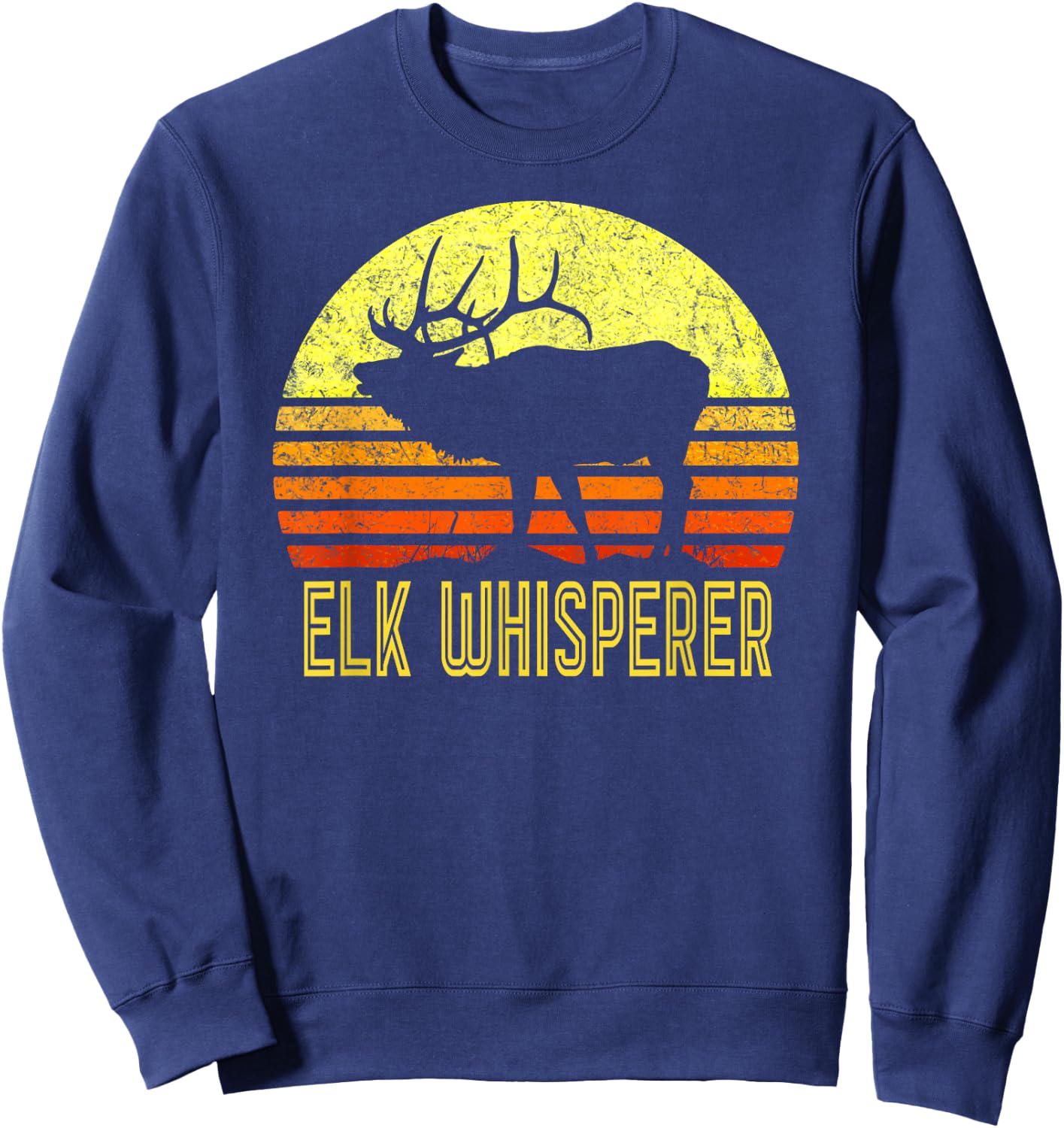 American Elk Hunter Dad Vintage Retro Sun Bow Hunting Gift Sweatshirt - Sweatshirt | Navy