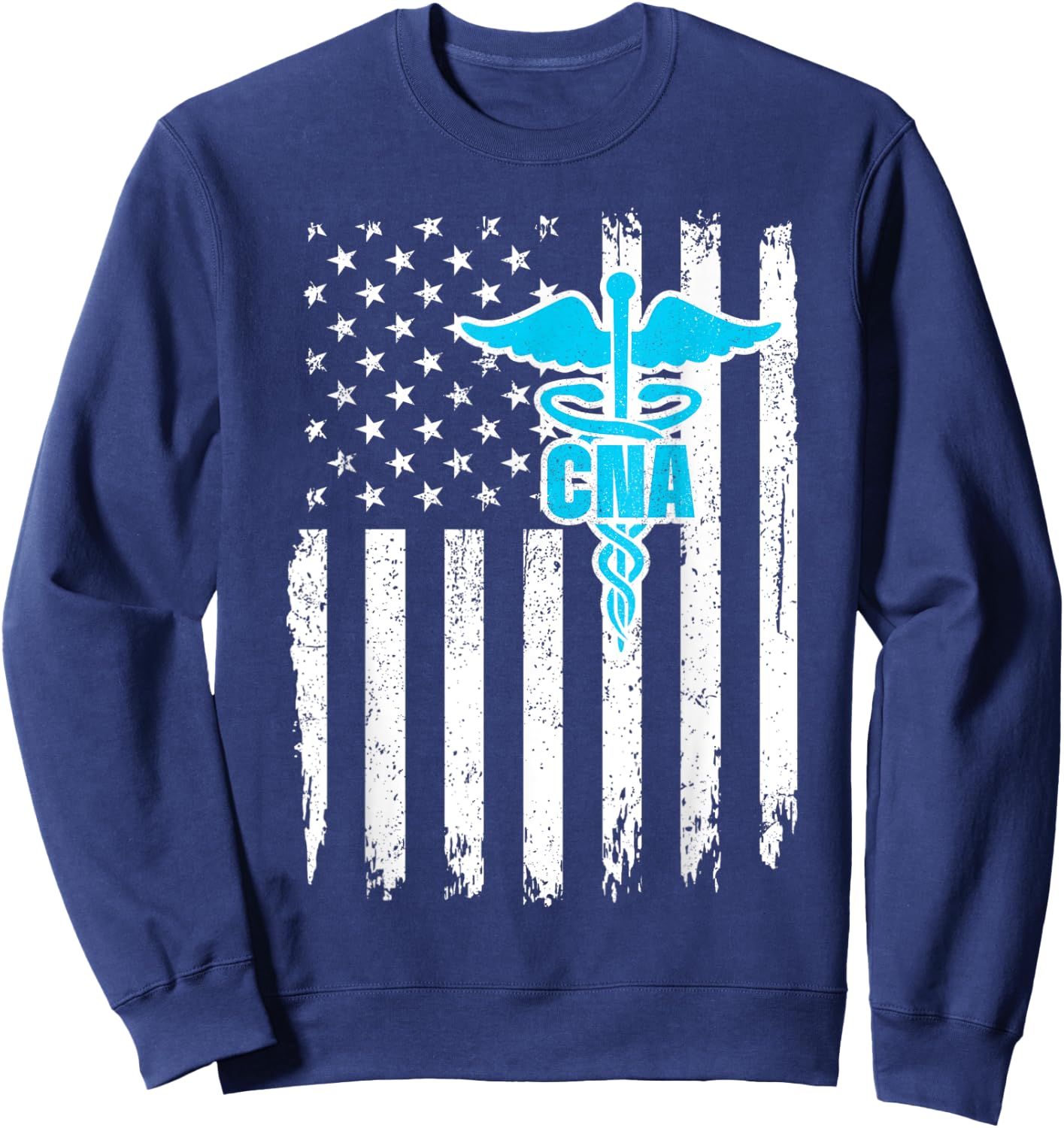 CNA USA Flag Certified Nursing Assistant Men Sweatshirt - Sweatshirt | Navy
