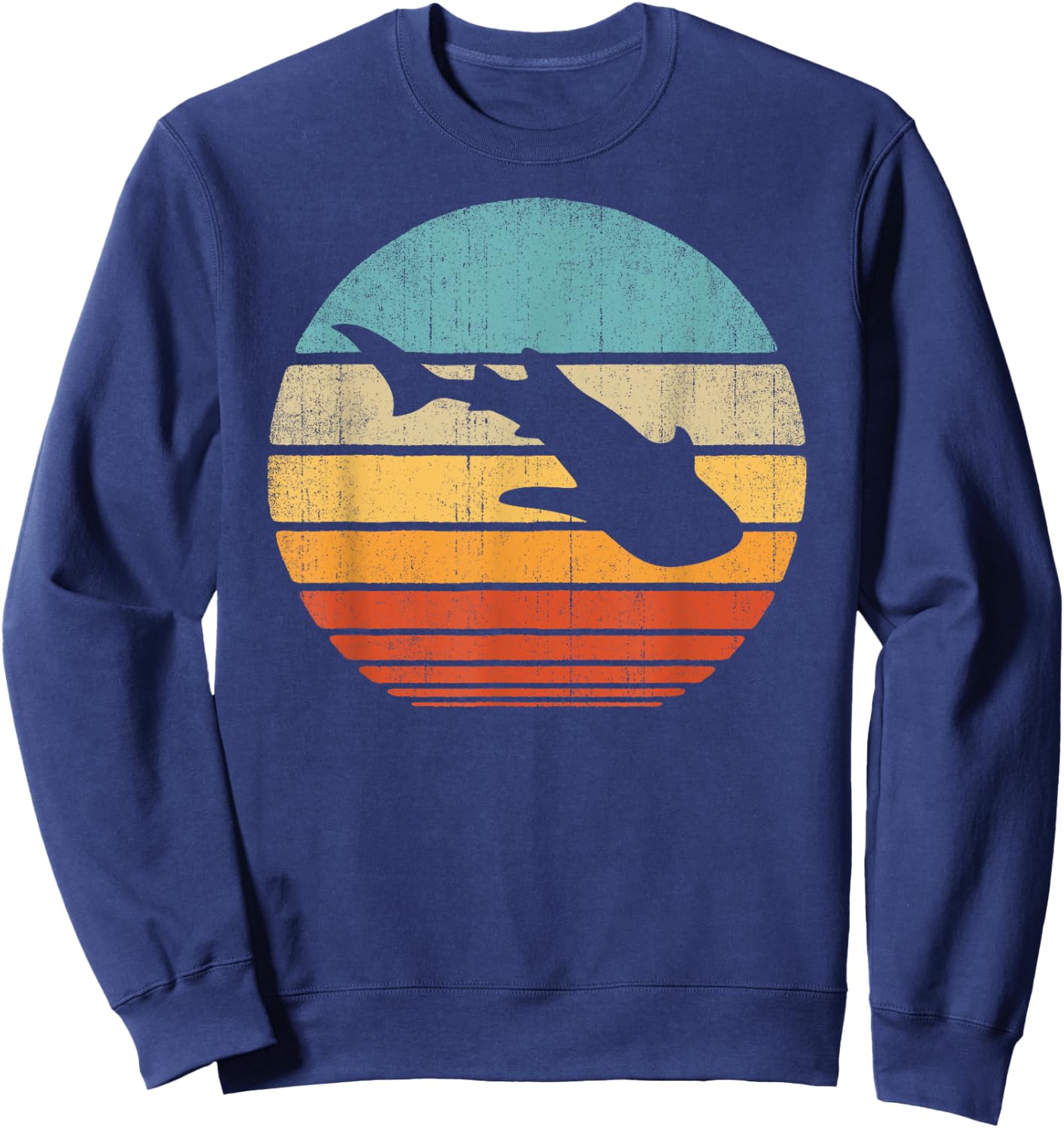 Whale Shark Retro Vintage 60s 70s Sunset Sea Animal Lovers Sweatshirt - Sweatshirt | Navy