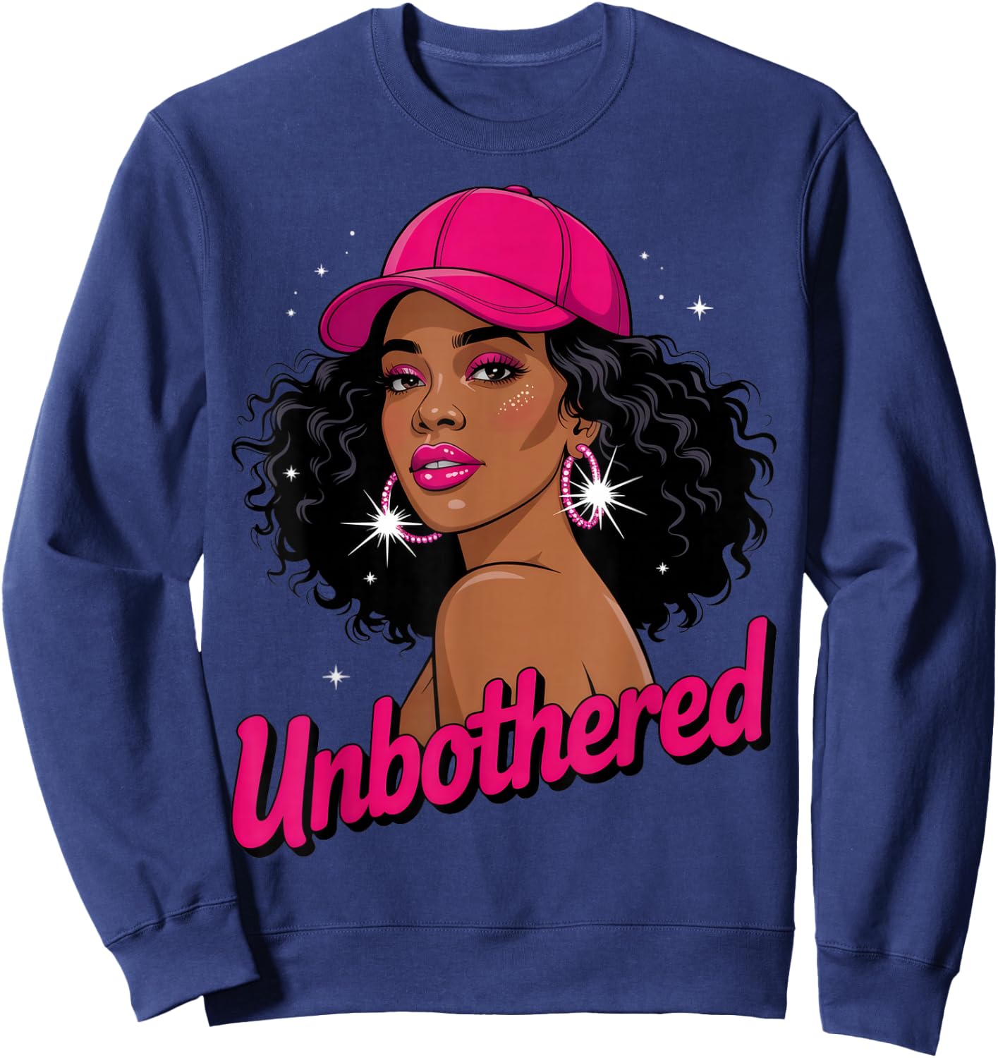 Unbothered Black Woman African American Afro Queen Sweatshirt - Sweatshirt | Navy