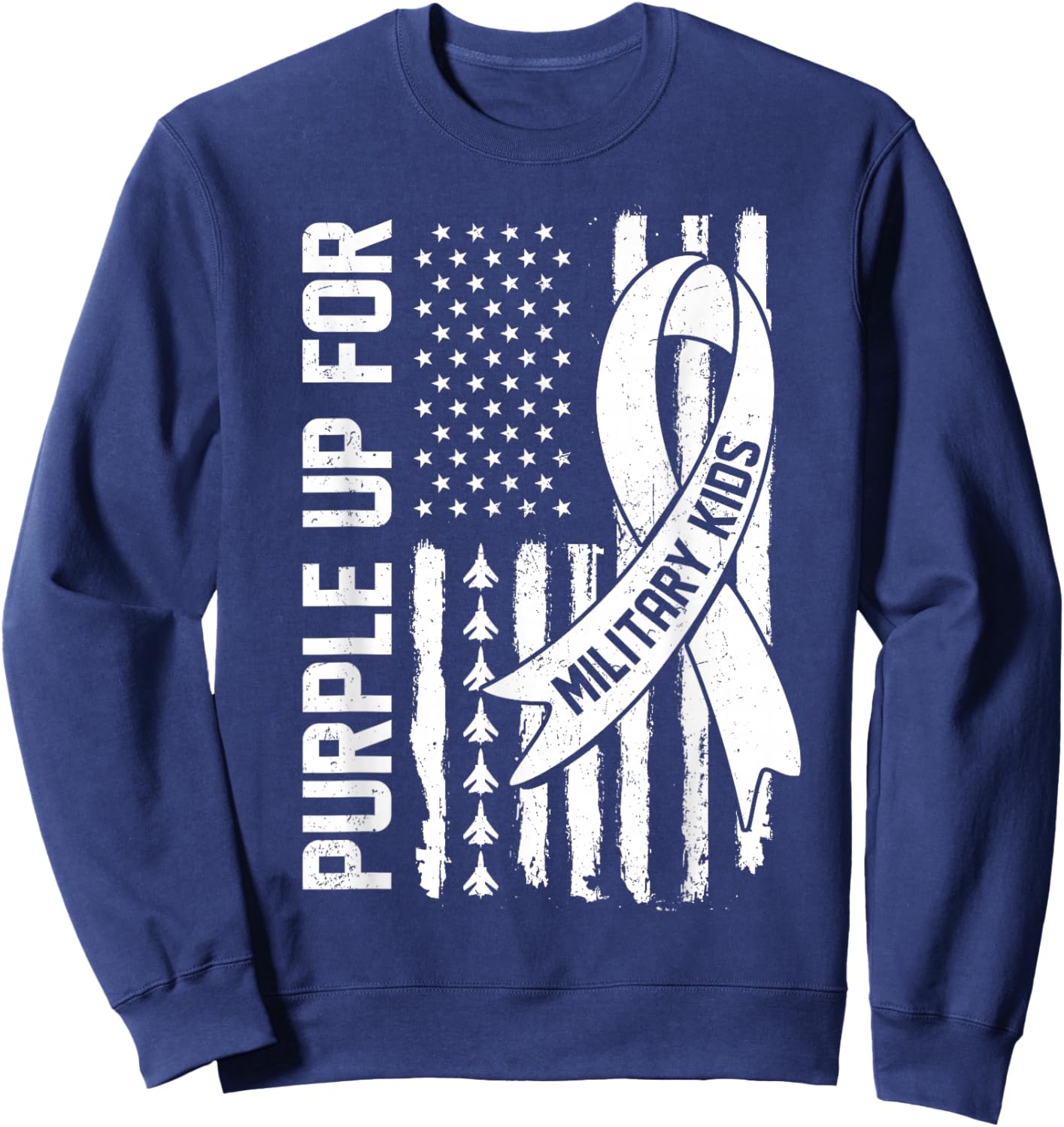 Purple Up For Military Kids Military Child Month Boys Girls Sweatshirt - Sweatshirt | Navy