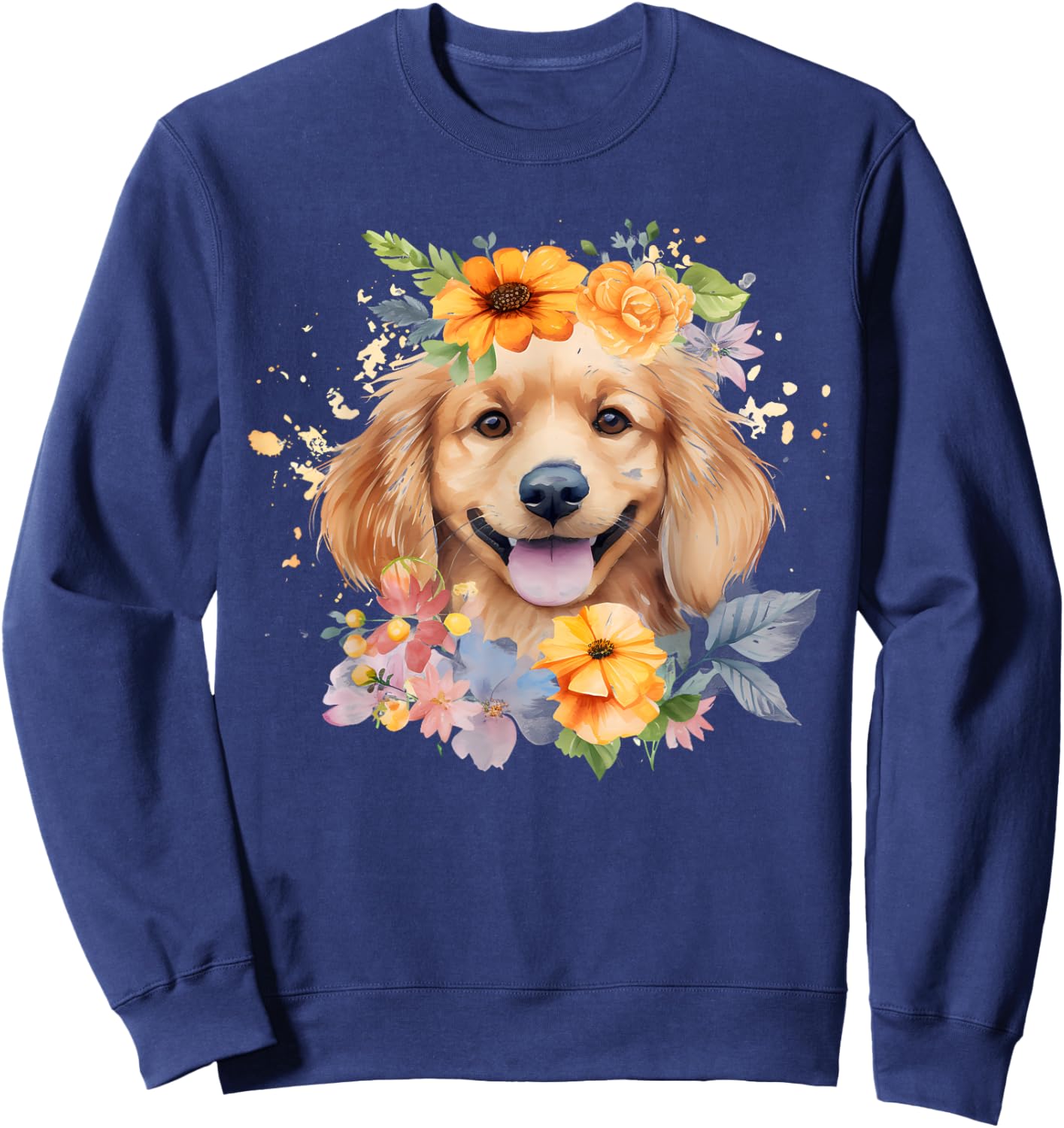 Watercolor English Cocker Spaniel Puppy Sweatshirt - Sweatshirt | Navy