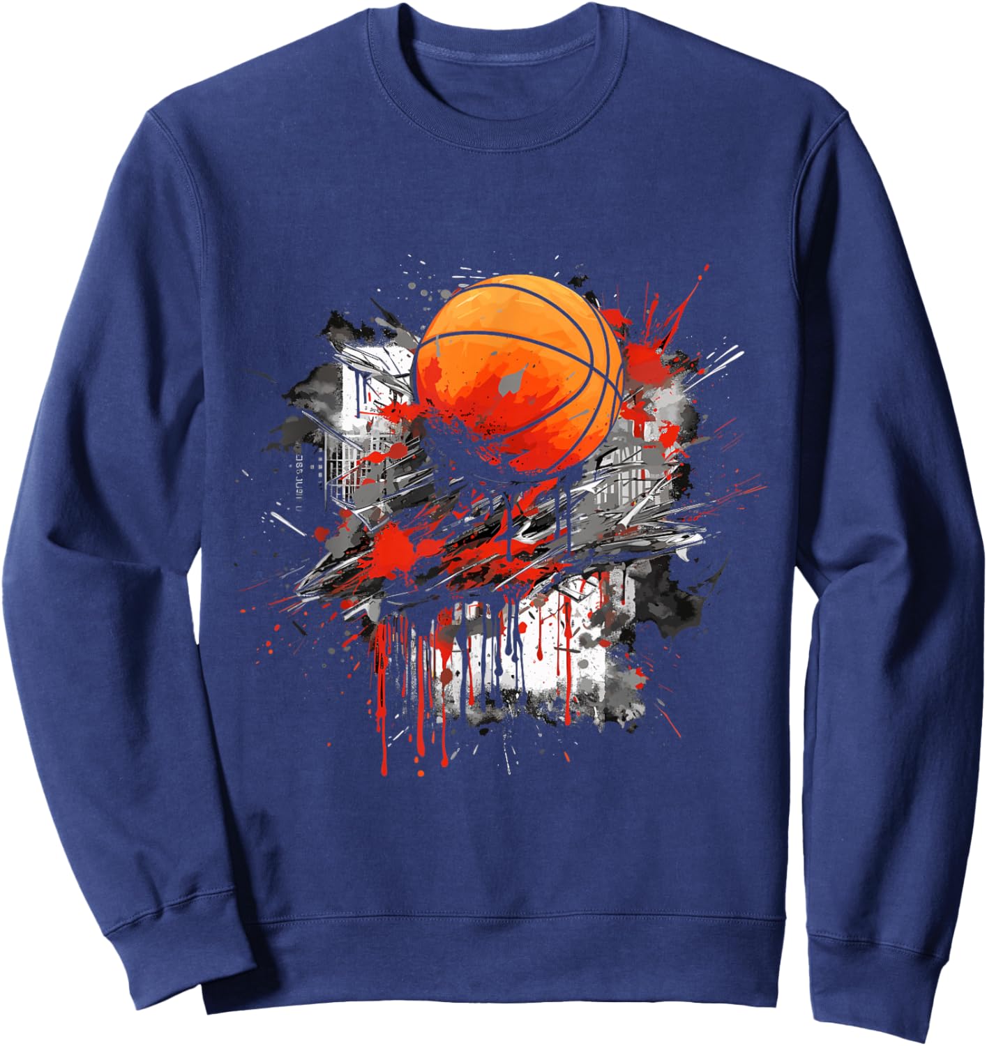 Graffiti Basketball Graphic Street Art Wall Art Jersey Cool Sweatshirt - Sweatshirt | Navy