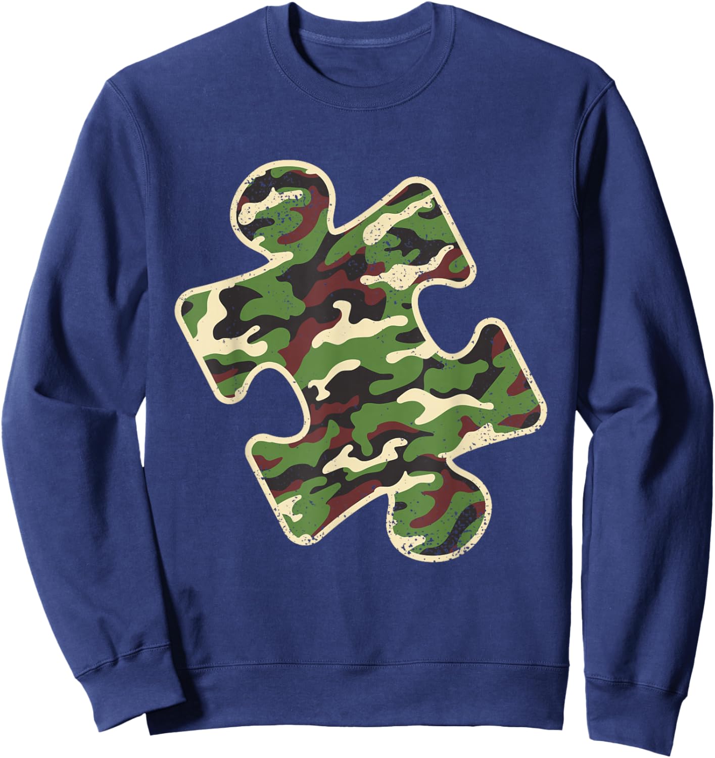 Autism Awareness Camo Puzzle Piece Vintage Camouflage Boys Sweatshirt - Sweatshirt | Navy
