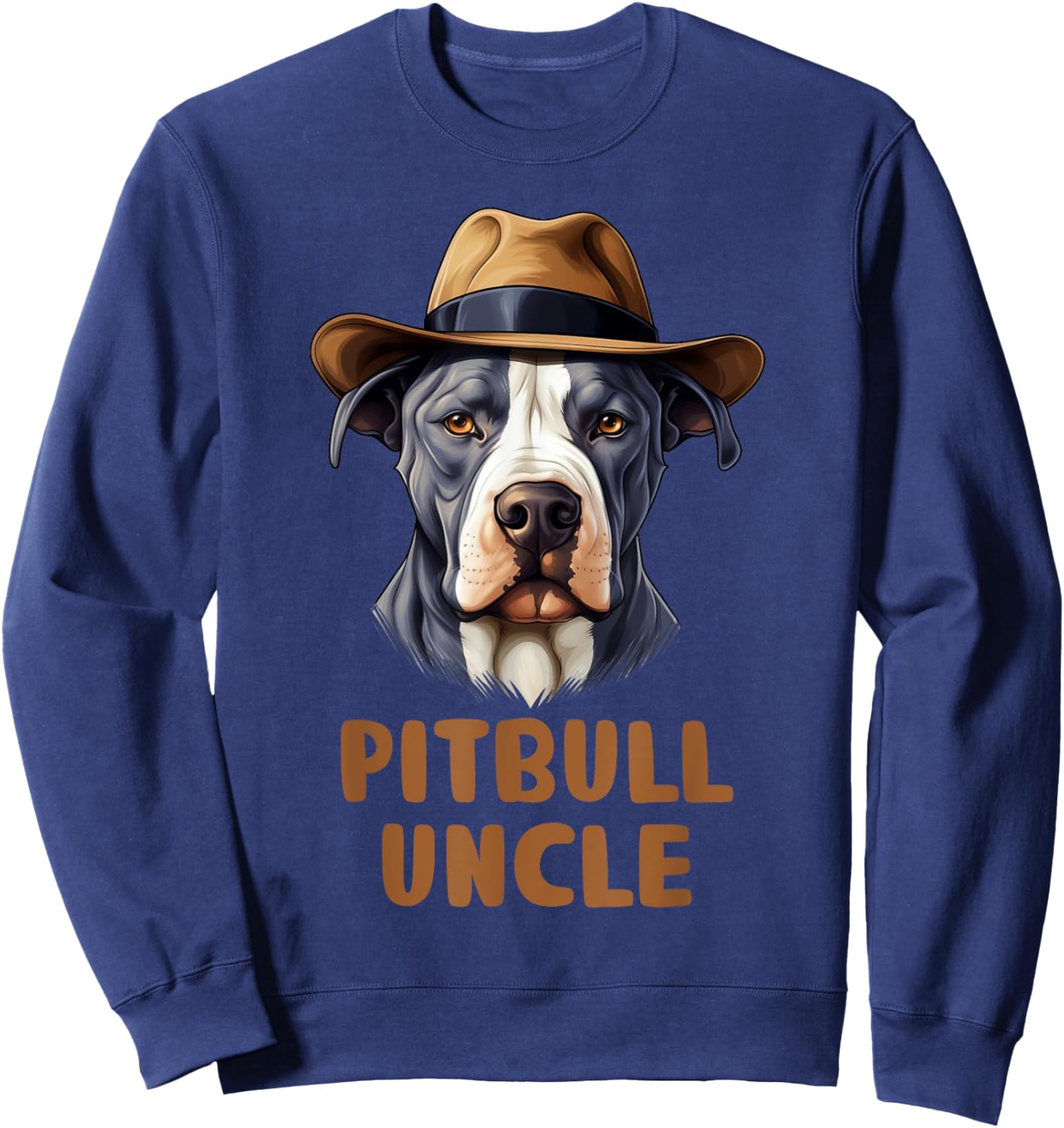 Cute Pitbull Uncle Puppy Lovers Dog Owners Gift Funny Pittie Owner - Men's Black Short Sleeve Classic Fit - Small Sweatshirt - Sweatshirt | Navy