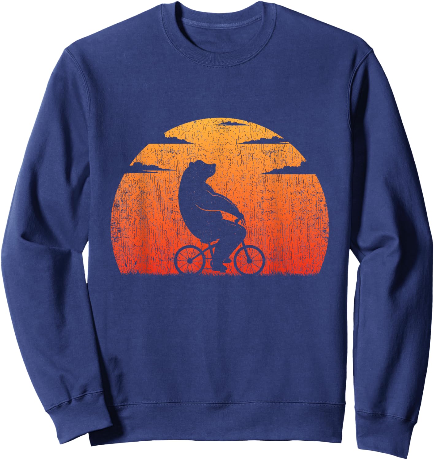 Vintage Funny Bear Cycling Mountain Bike Retro Bicycle Sweatshirt - Sweatshirt | Navy