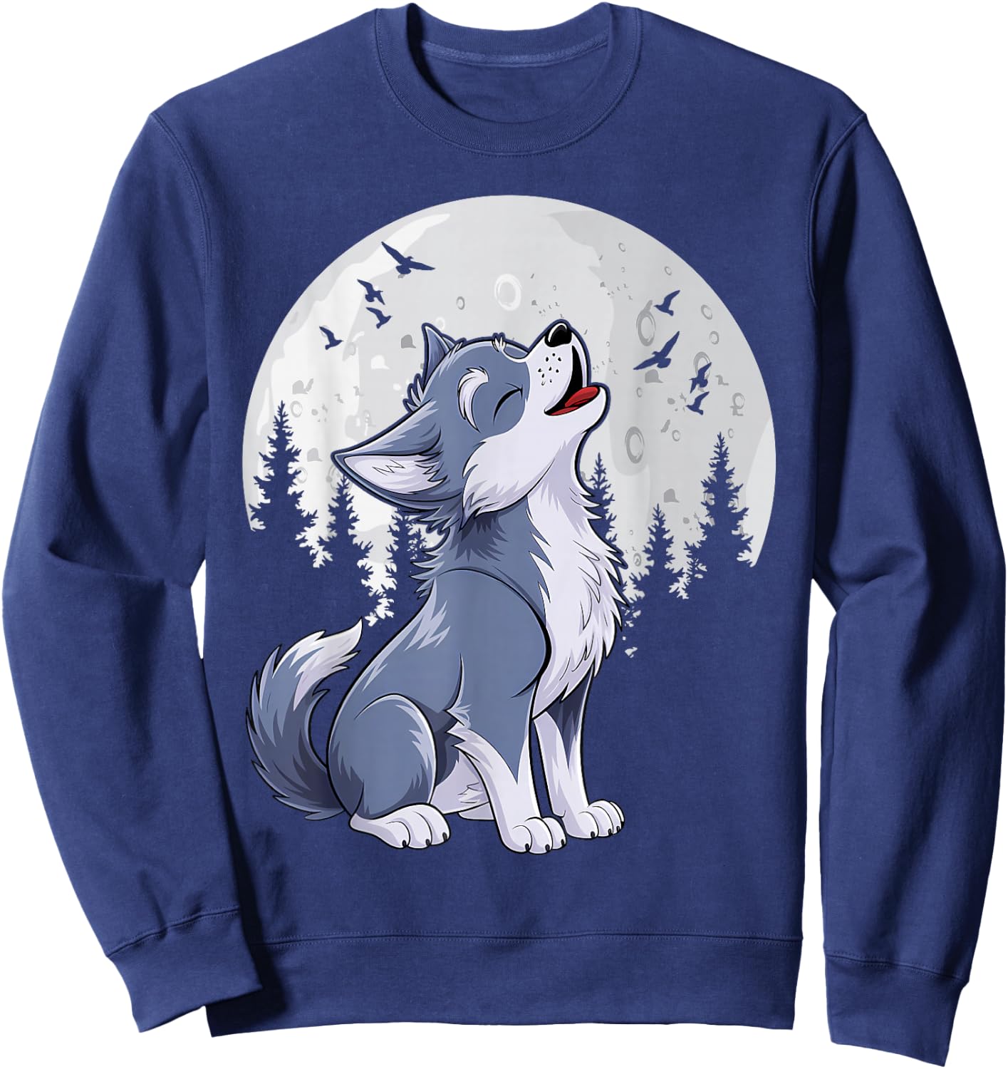 Cute Baby Howling Wolf Cub Sketch Costume Sweatshirt - Sweatshirt | Navy