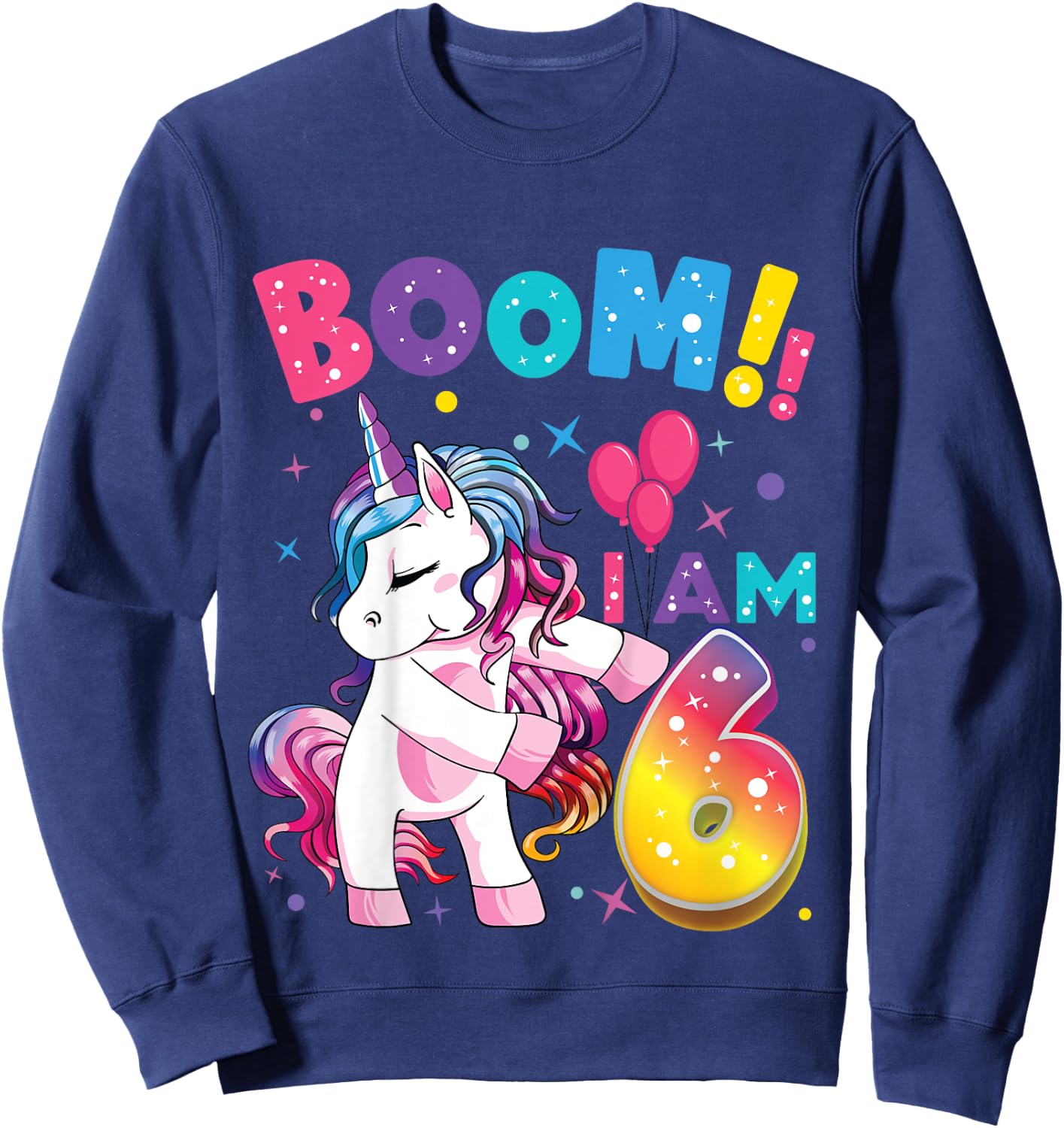 6 Years Old Unicorn Flossing 6th Birthday Girl Unicorn Party Sweatshirt - Sweatshirt | Navy