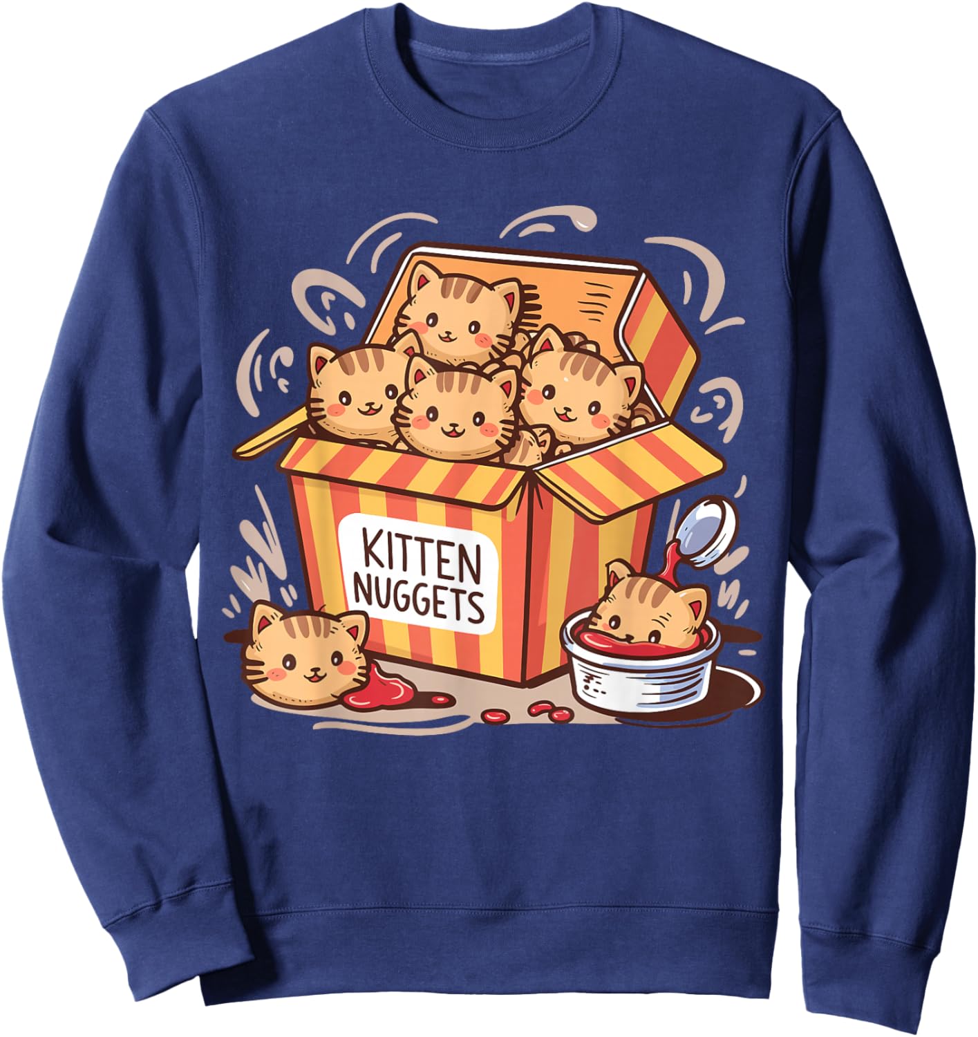 Kitten Nuggets Food Pun Cat Lover Chicken Nuggets Sweatshirt - Sweatshirt | Navy