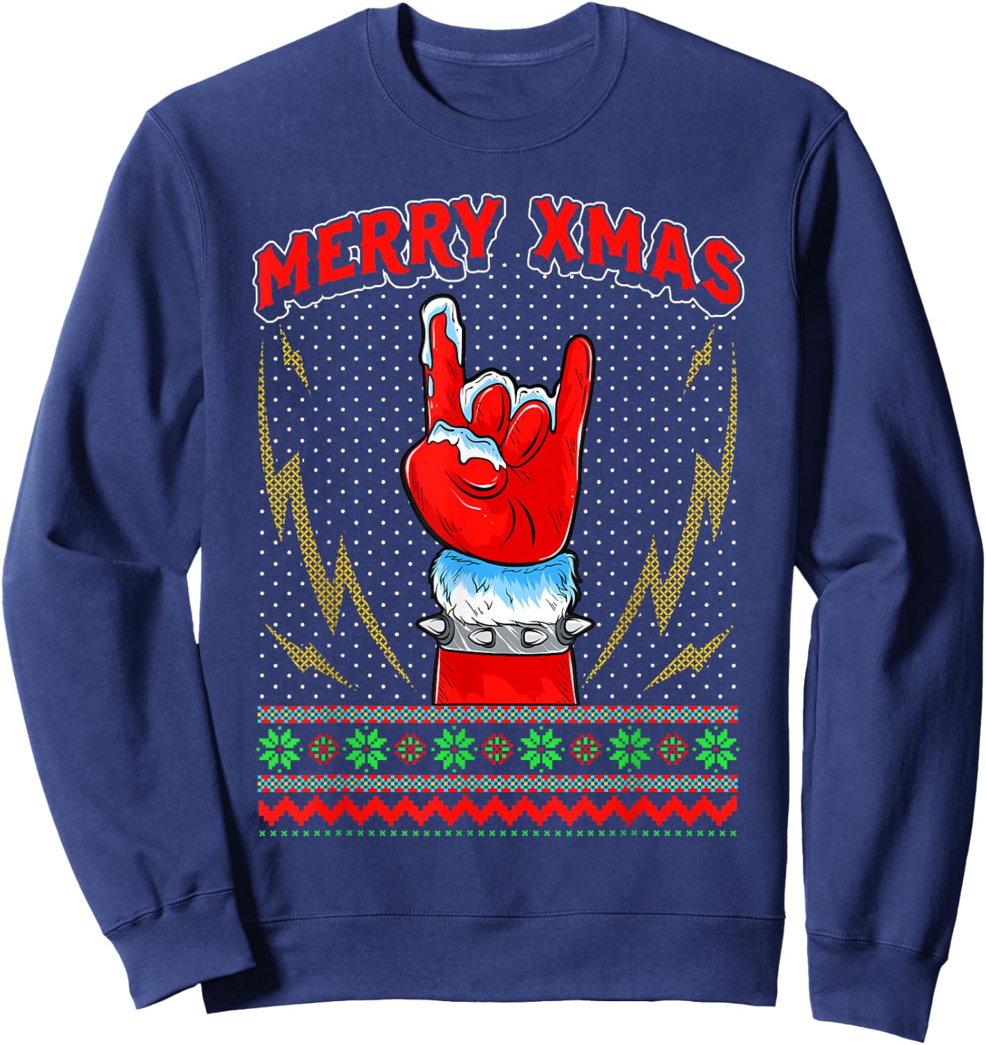 Heavy Metal and Rock Ugly Christmas Sweater Gift Sweatshirt - Sweatshirt | Navy
