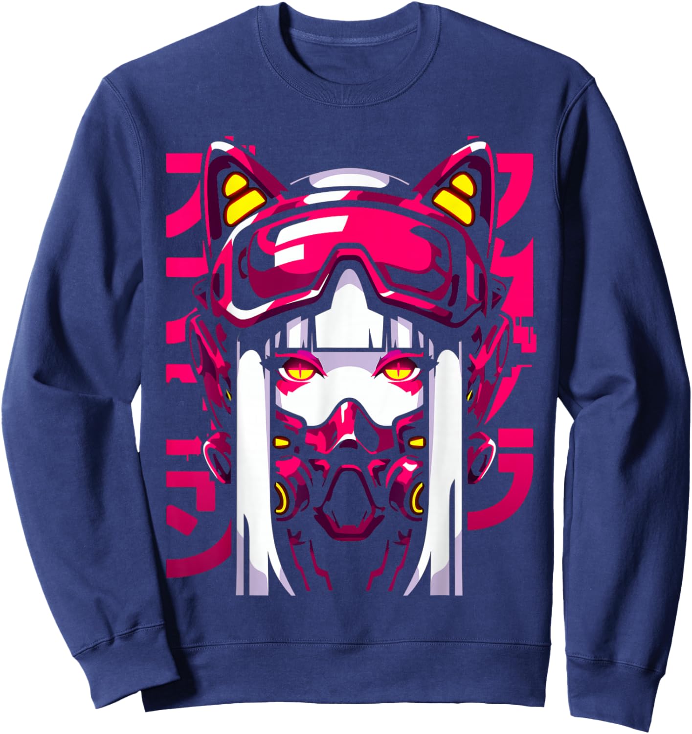 Anime Manga Cyberpunk Aesthetic Techwear Harajuku Waifu Sweatshirt - Sweatshirt | Navy