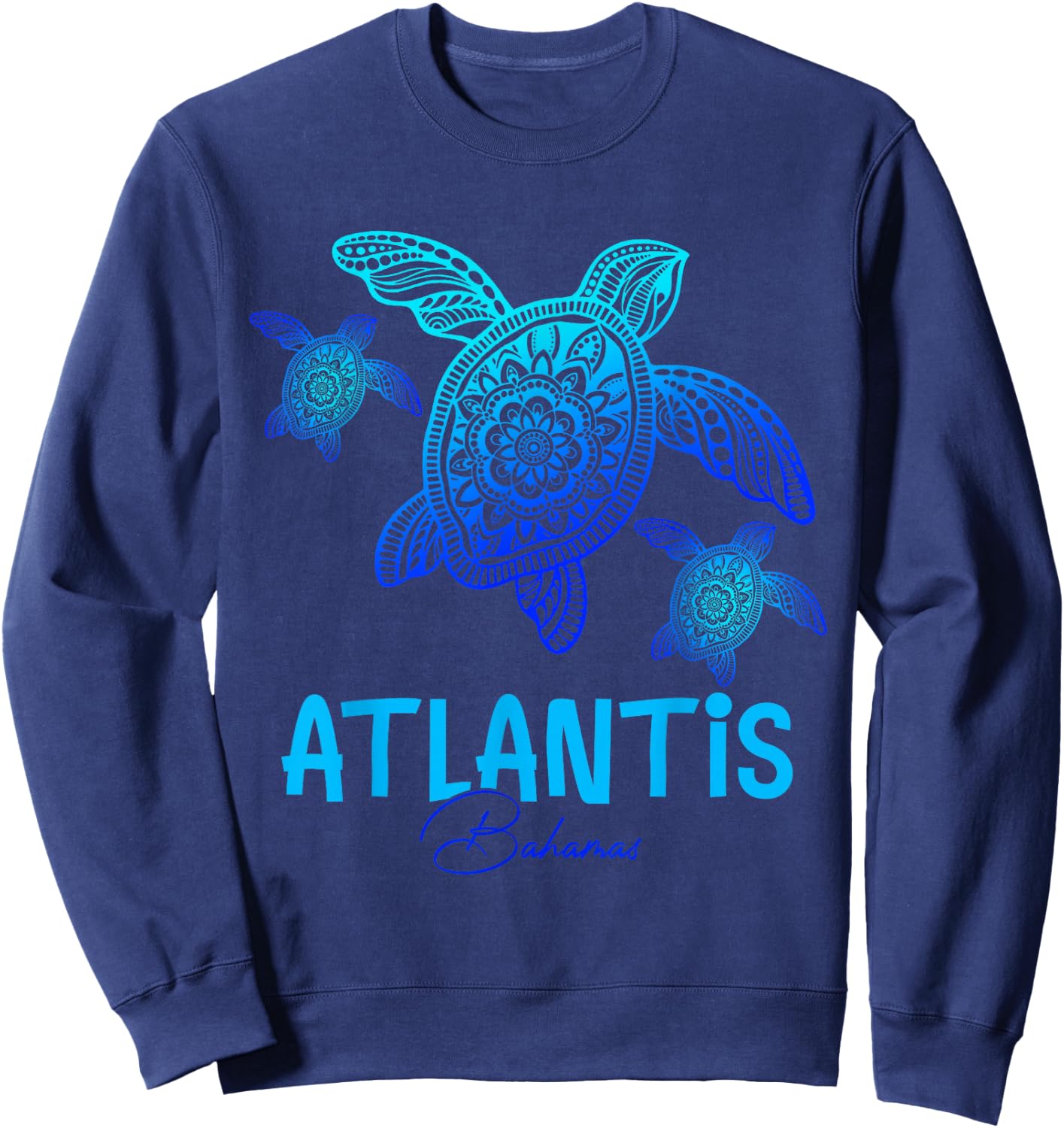 Atlantis Bahamas Vacation Tribal Sea Turtle Sweatshirt - Sweatshirt | Navy