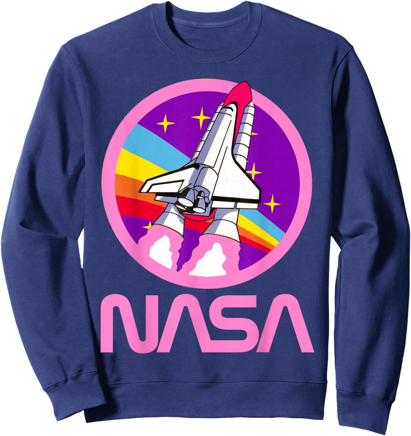 Nerdy NASA Rainbow Rocket Launch Girls Science Teacher Sweatshirt - Sweatshirt | Navy