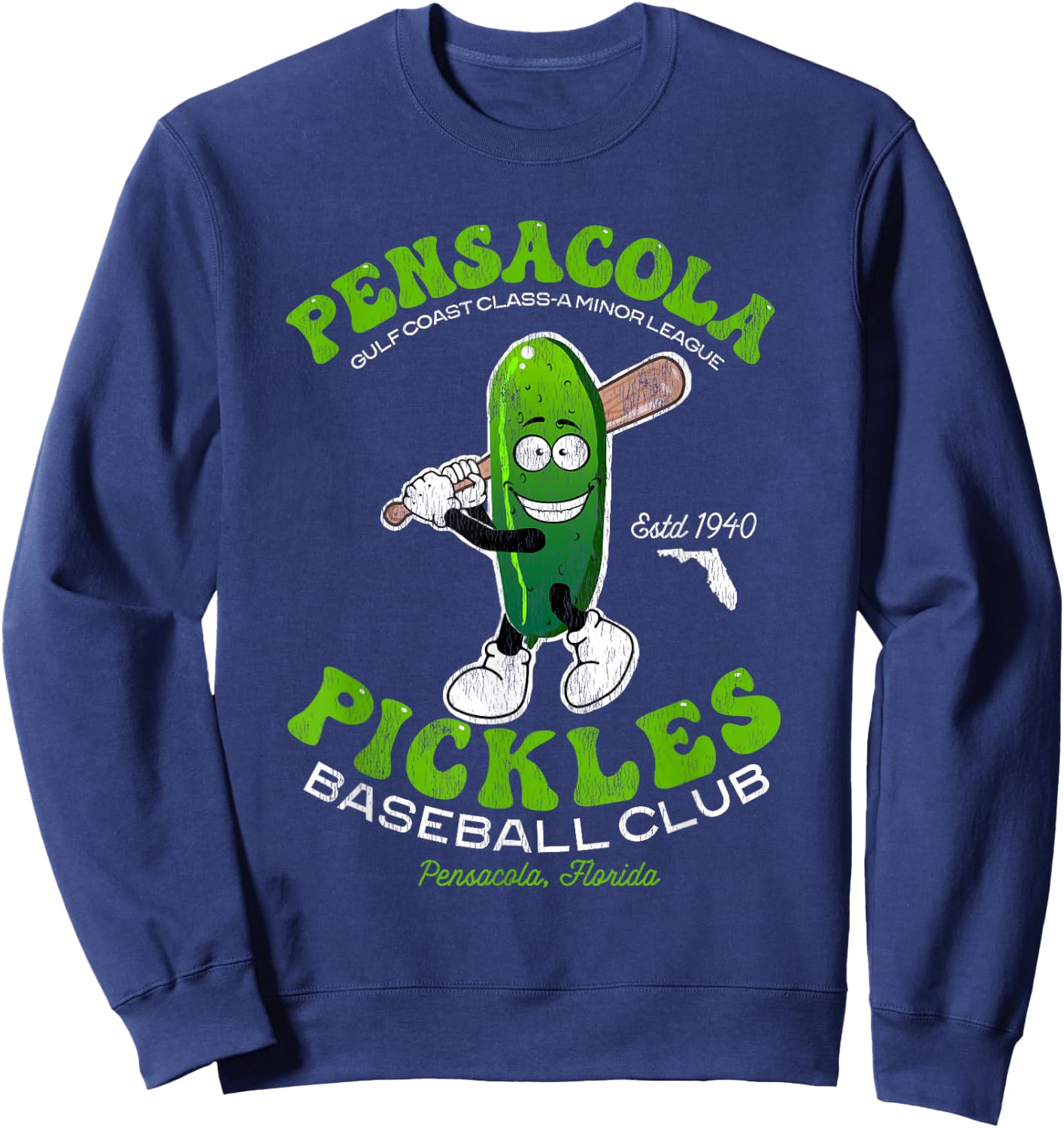 Pensacola Pickles Minor League Retro Baseball Team Sweatshirt - Sweatshirt | Navy
