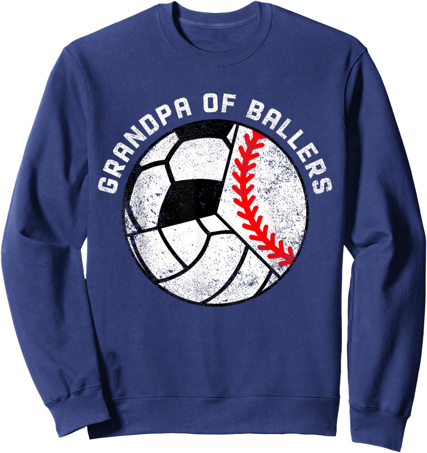Grandpa Of Ballers Funny Baseball Volleyball Soccer Grandpa Sweatshirt - Sweatshirt | Navy