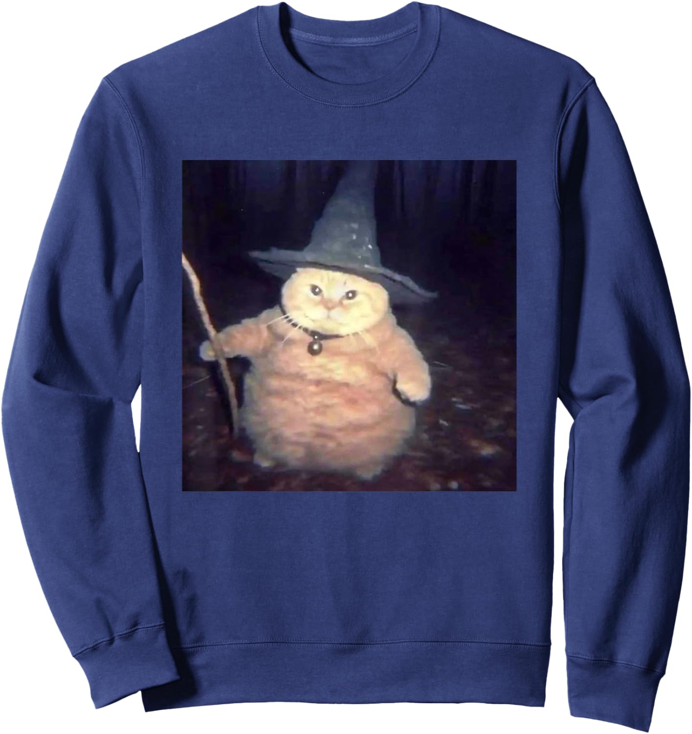 Vintage Witch Cat Peekaboo Halloween Funny Cat Meme Weird Sweatshirt - Sweatshirt | Navy