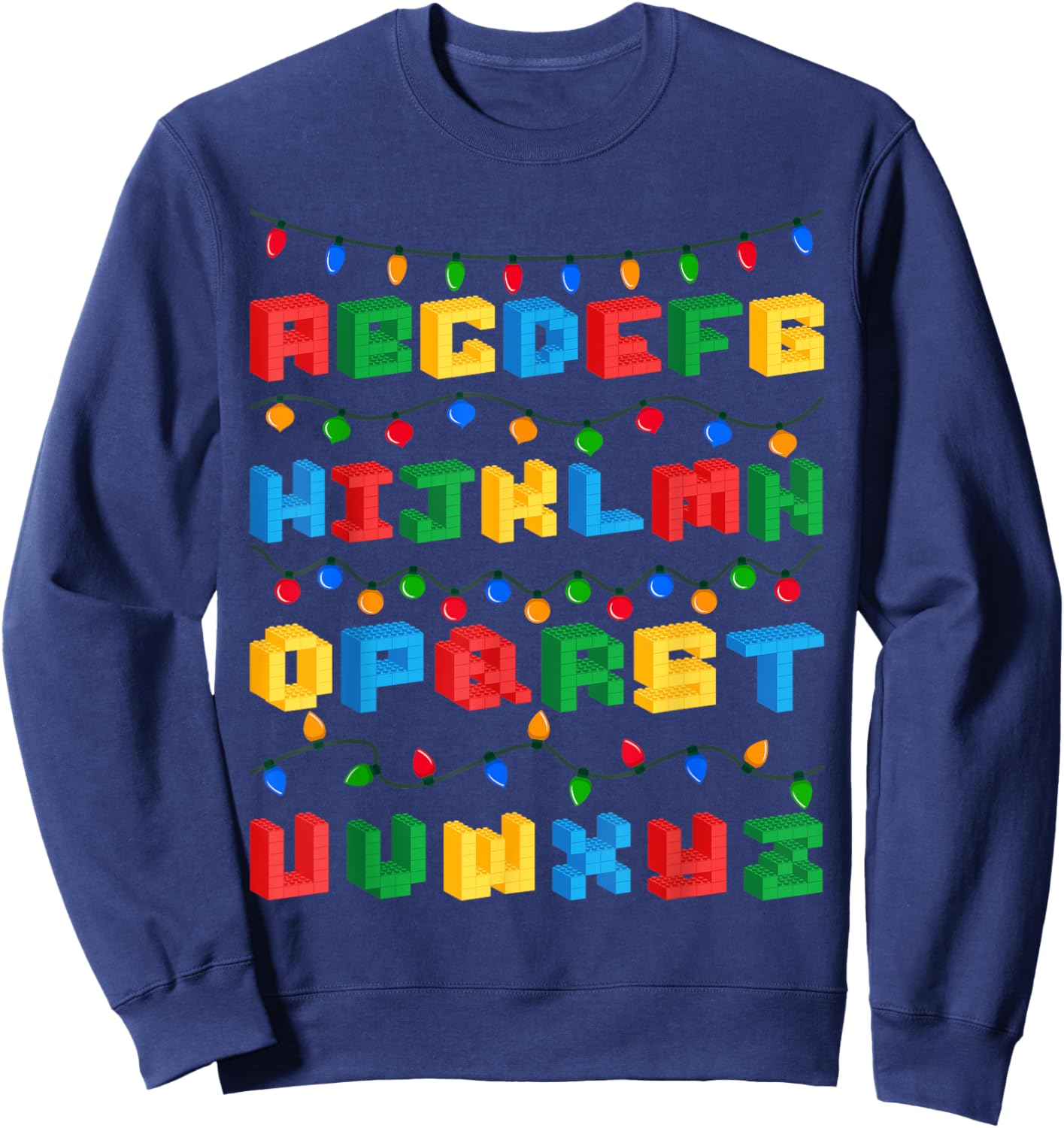 Alphabet Christmas Master Builder Building Block Brick Sweatshirt - Sweatshirt | Navy