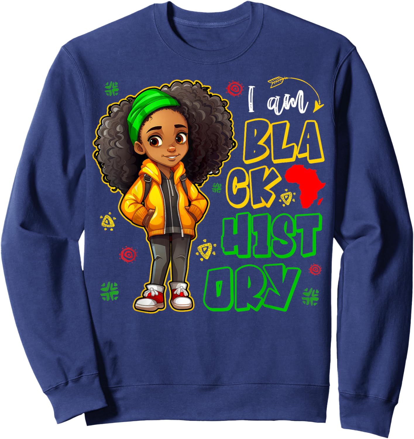 I Am Black History Month Teens Kids Girls African American Sweatshirt - Sweatshirt | Navy