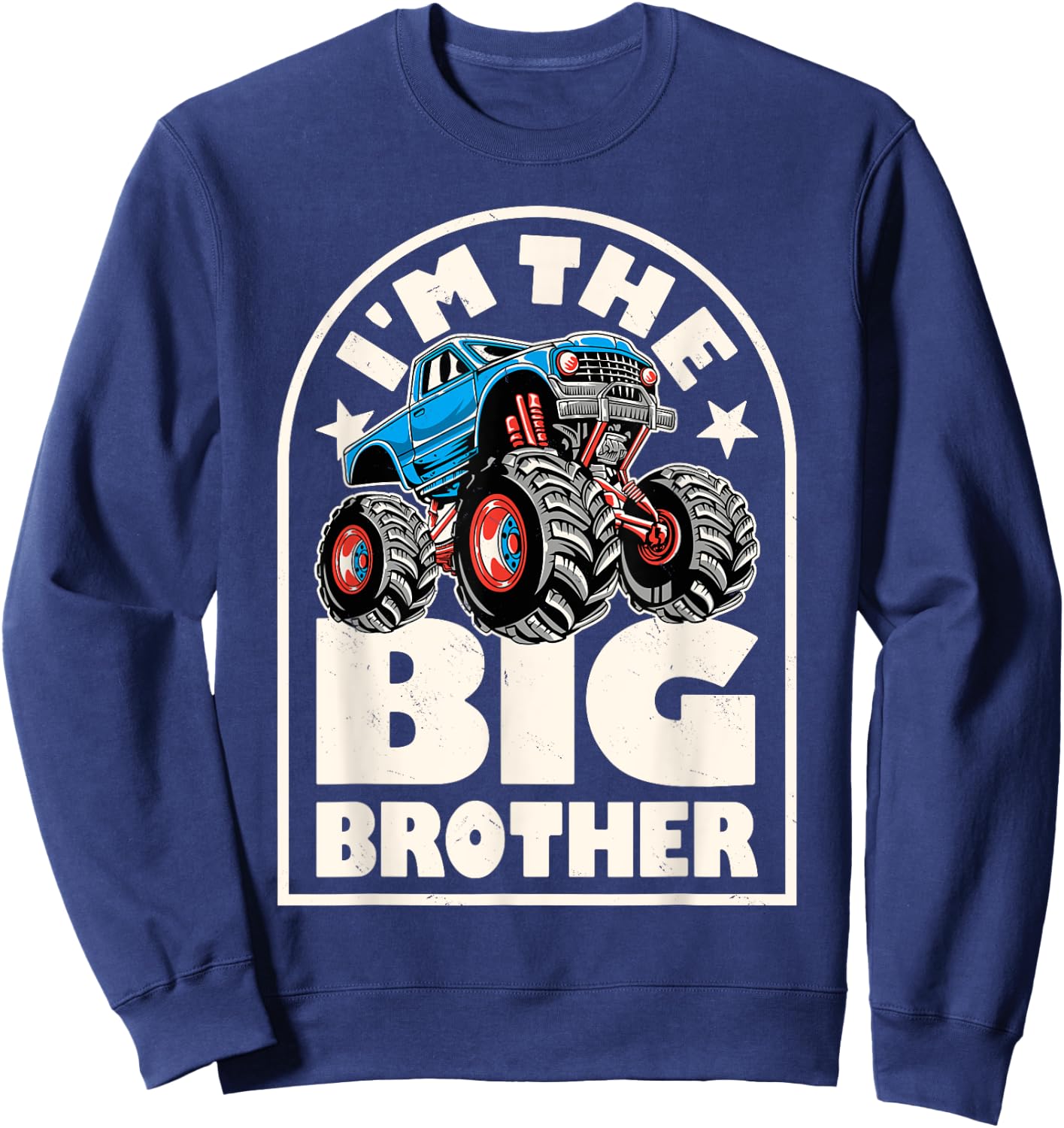 Monster Truck Brother Big Bro Family Matching Retro Racing Sweatshirt - Sweatshirt | Navy