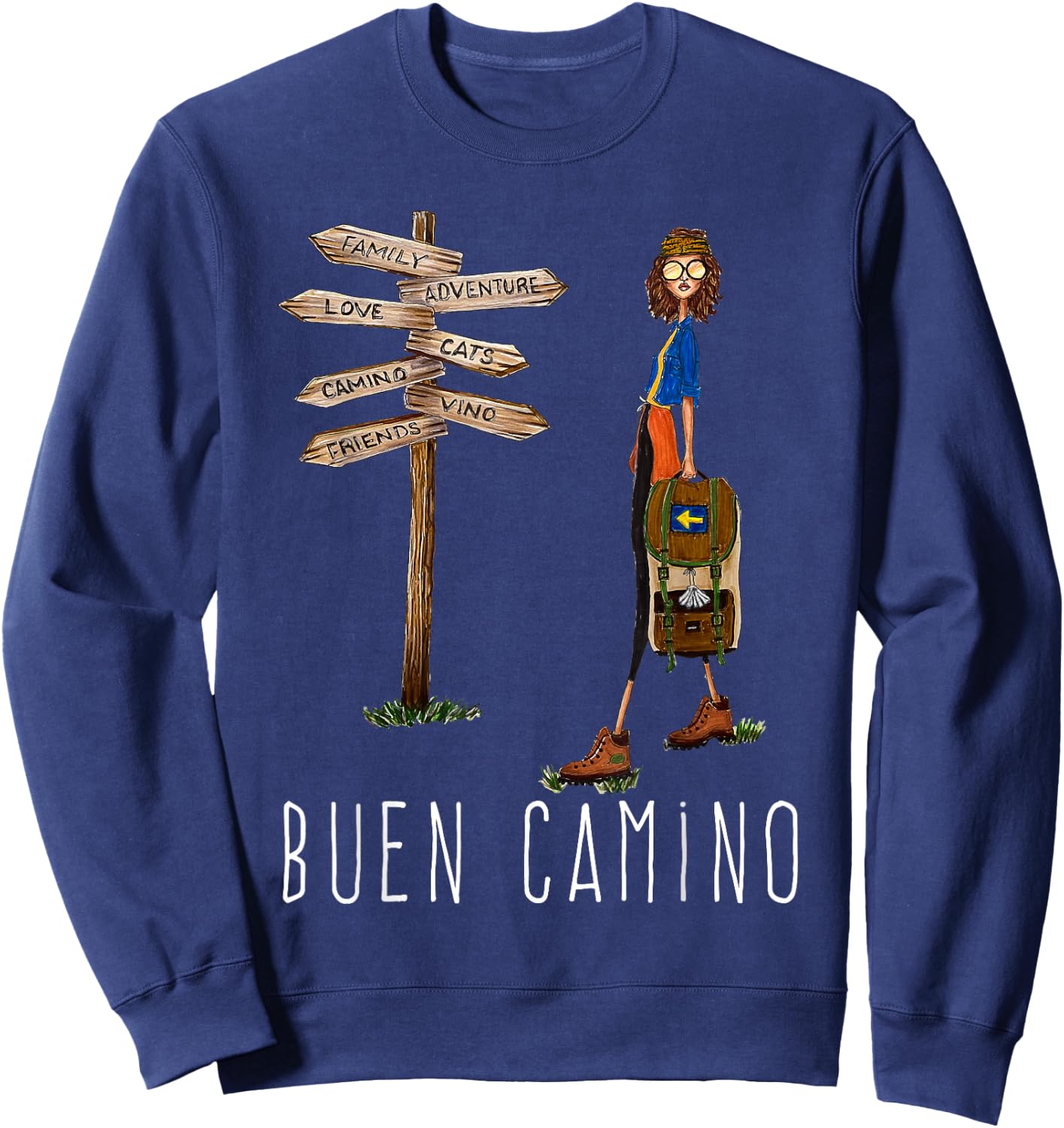 Buen Camino de Santiago Pilgrim Hiking Way of St. James Gift Sweatshirt - Sweatshirt | Navy