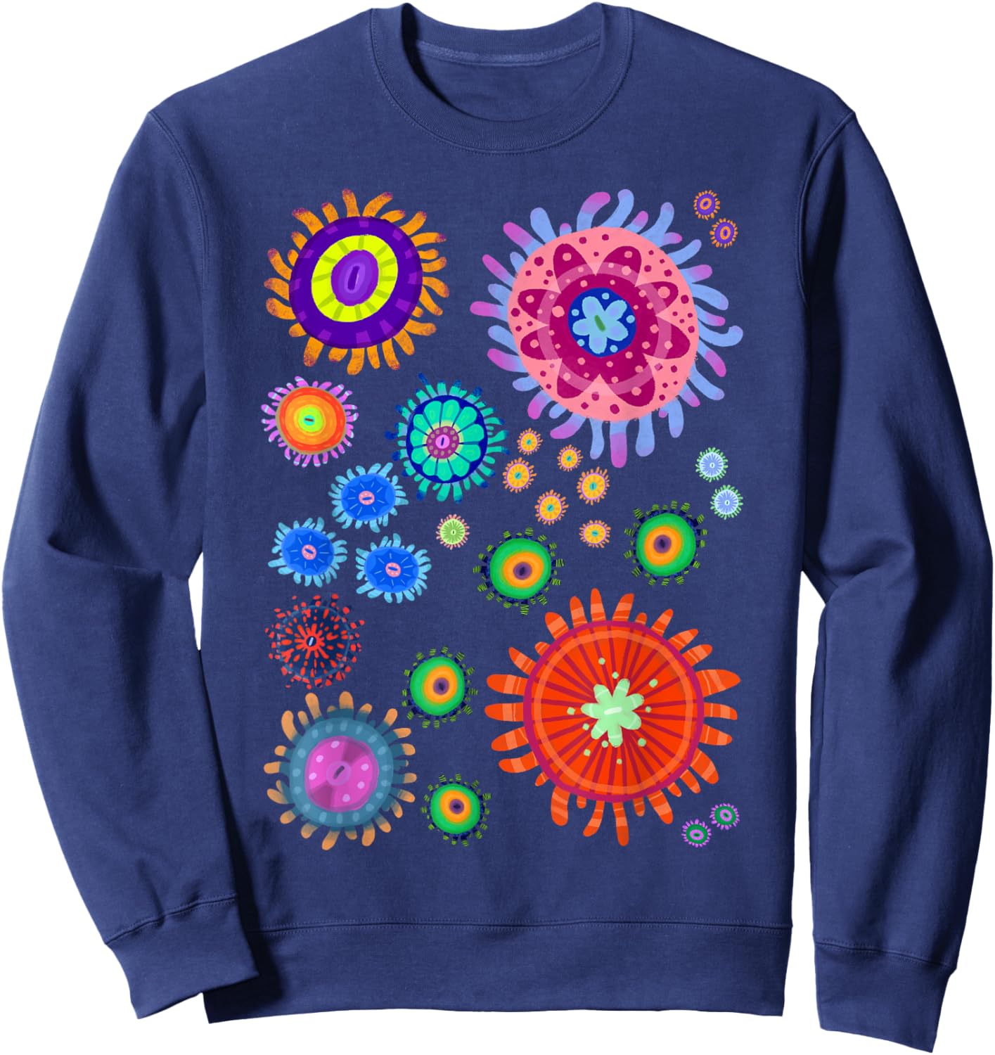 Tropical Zoanthid Saltwater Flower Polyp Coral Reef Pattern Sweatshirt - Sweatshirt | Navy