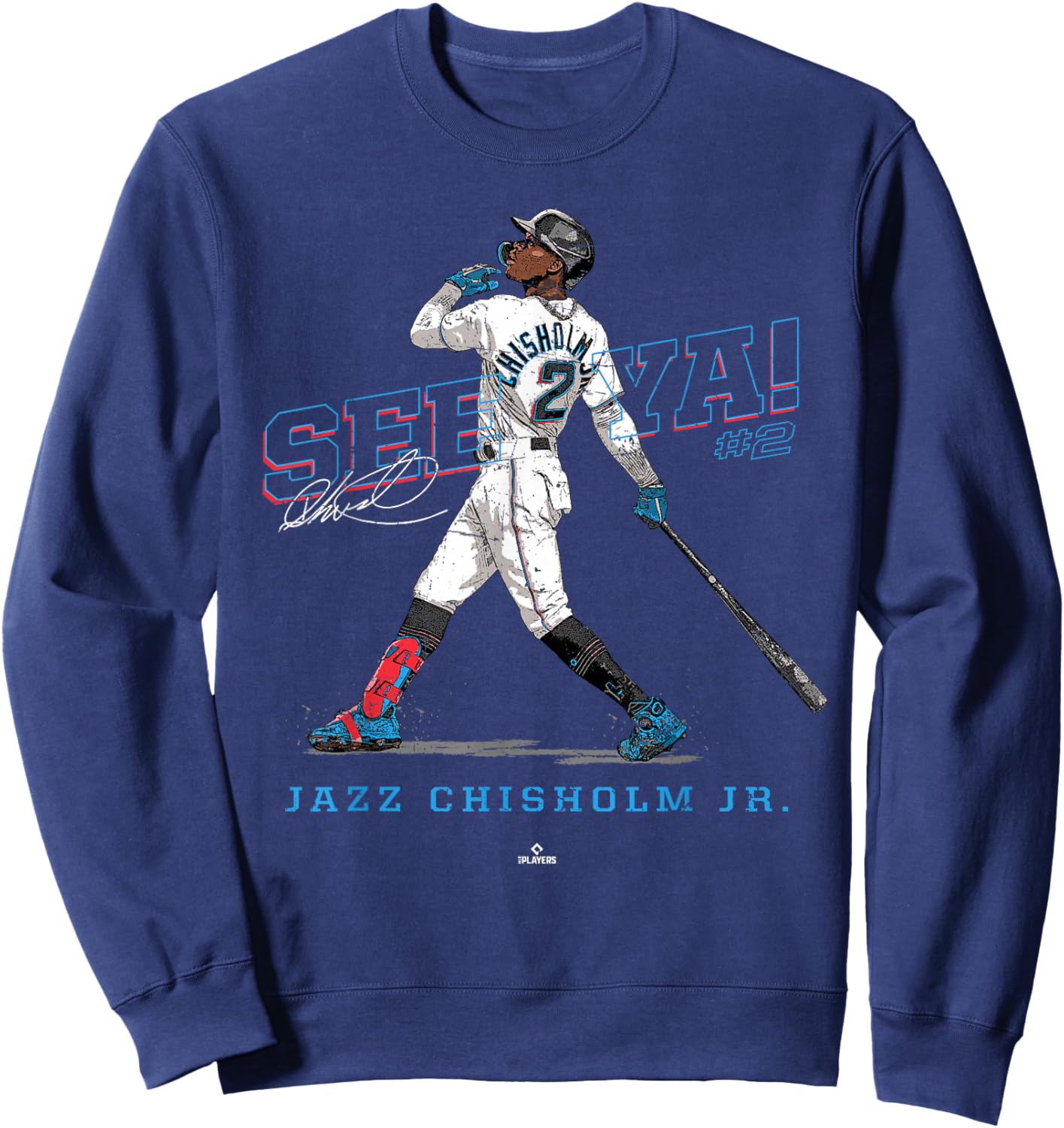 See Ya! Jazz Chisholm Jr Miami MLBPA Sweatshirt - Sweatshirt | Navy