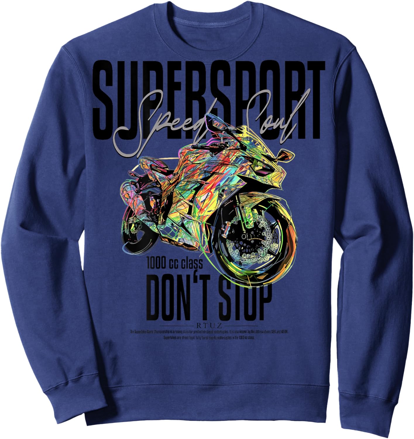 Supersport bike racing motorcycle backprint motorcycle Sweatshirt - Sweatshirt | Navy