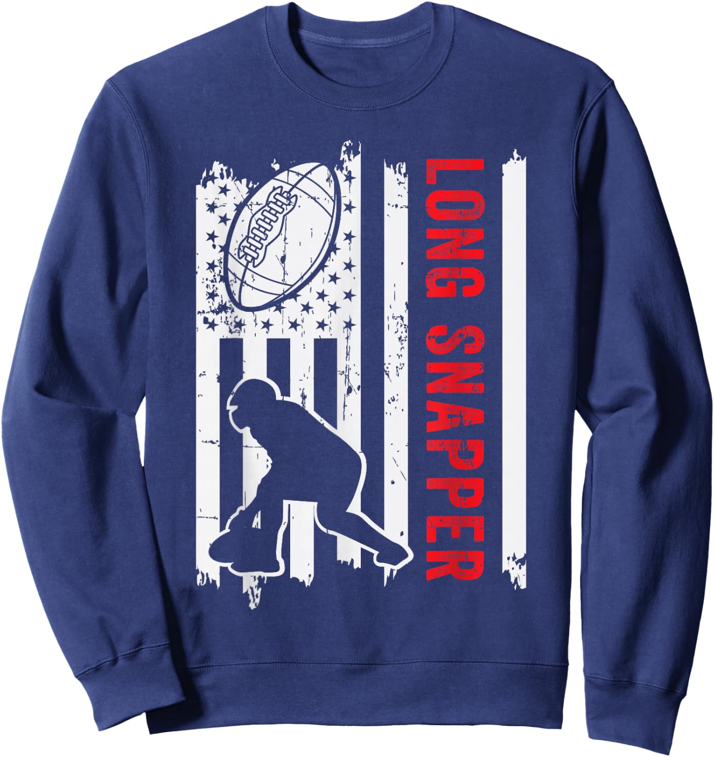 American Flag Long Snapper Football Player Position Team Sweatshirt - Sweatshirt | Navy