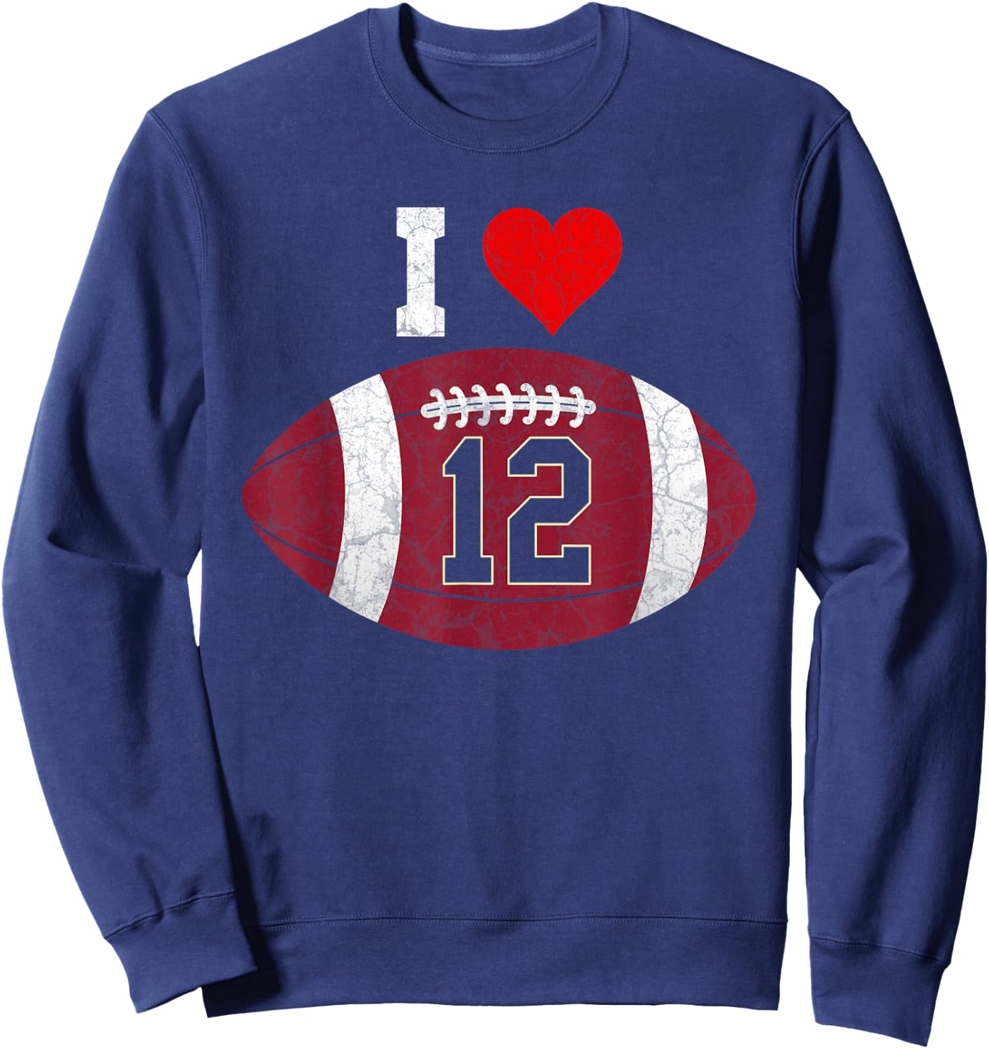 Football Number #12 Football Lover Gift Vintage Retro Sweatshirt - Sweatshirt | Navy