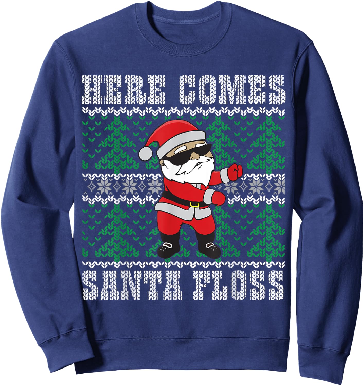 Santa Floss Dance - Ugly Christmas Sweater Kids Gift Sweatshirt - Sweatshirt | Navy